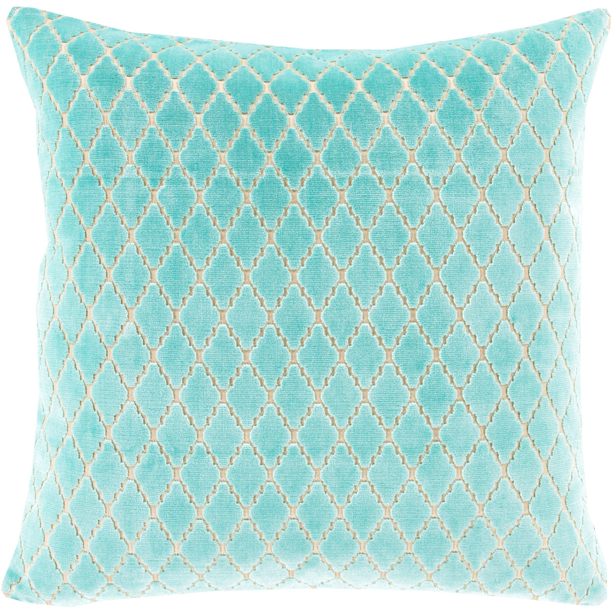 Velvet Antique Lattice 20 inch Cream, Aqua Pillow Kit