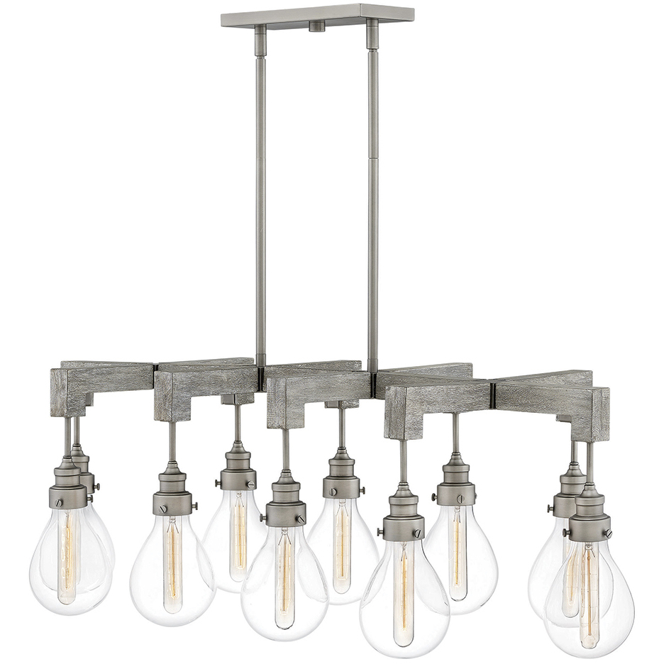 Denton 10 Light 48.5 inch Pewter with Driftwood Gray Indoor Linear Chandelier Ceiling Light