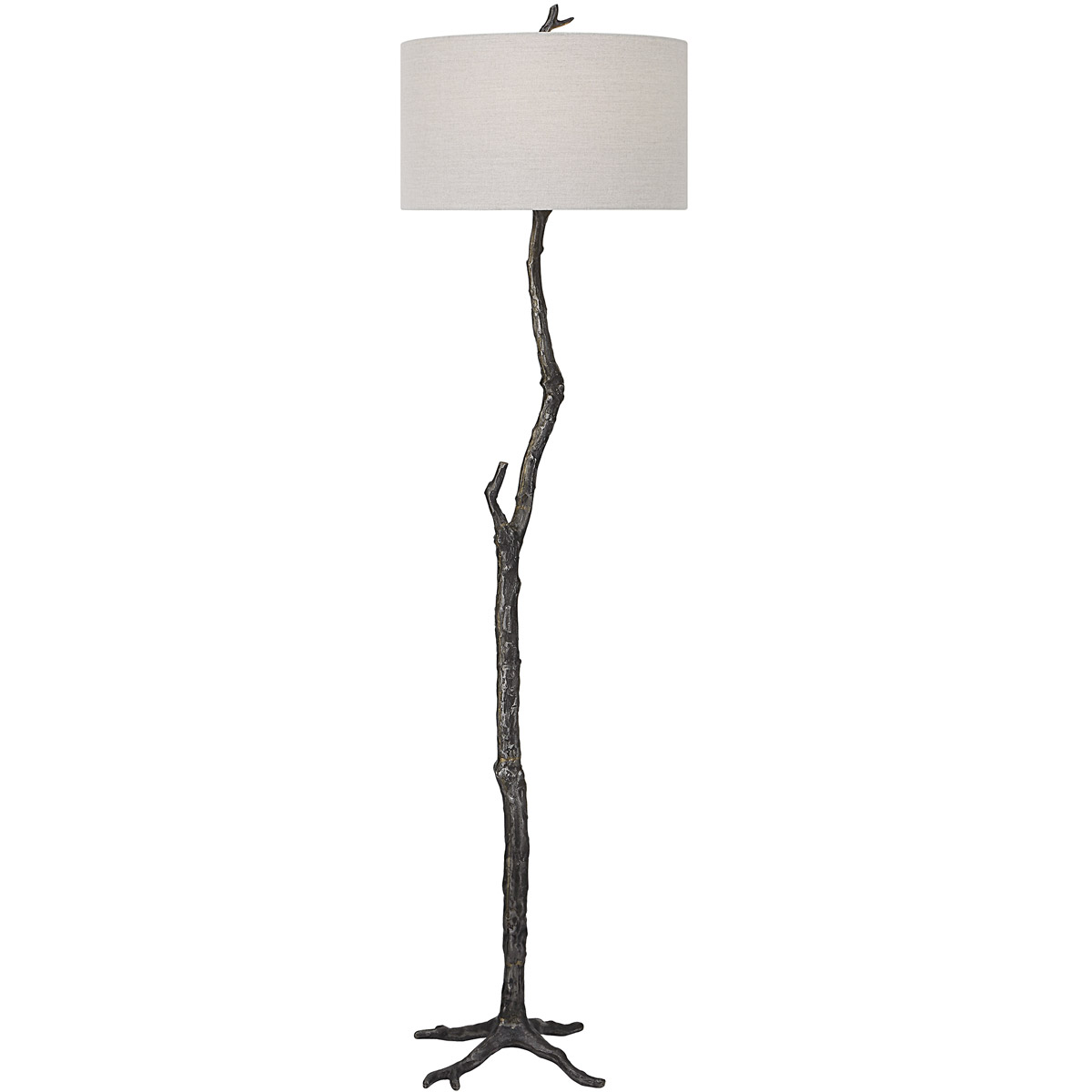 Spruce 68.5 inch 150 watt Rustic Black and Silver Undertones Floor Lamp Portable Light