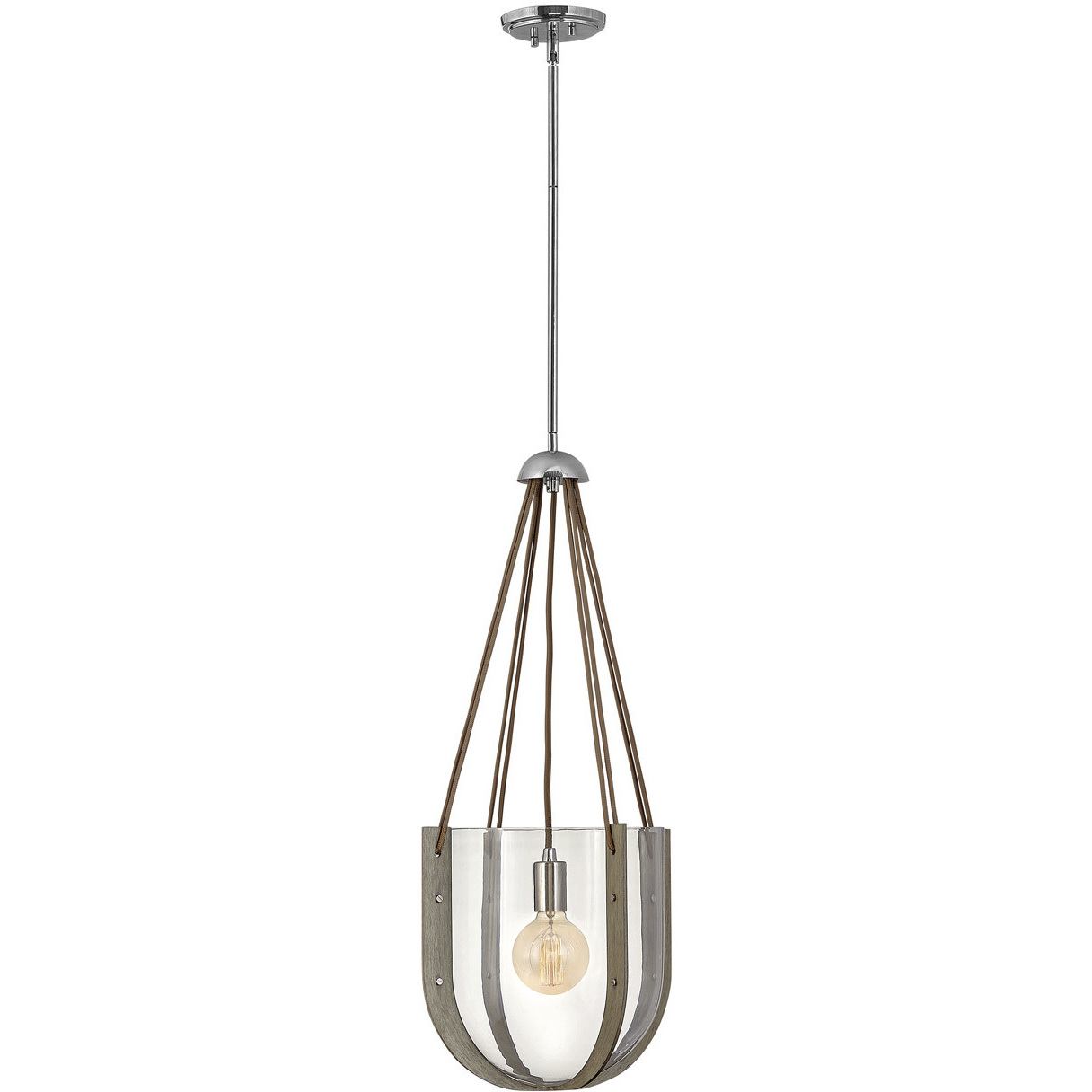 Lisa McDennon Vaso 1 Light 14 inch Polished Nickel with Ashwood Indoor Pendant Ceiling Light