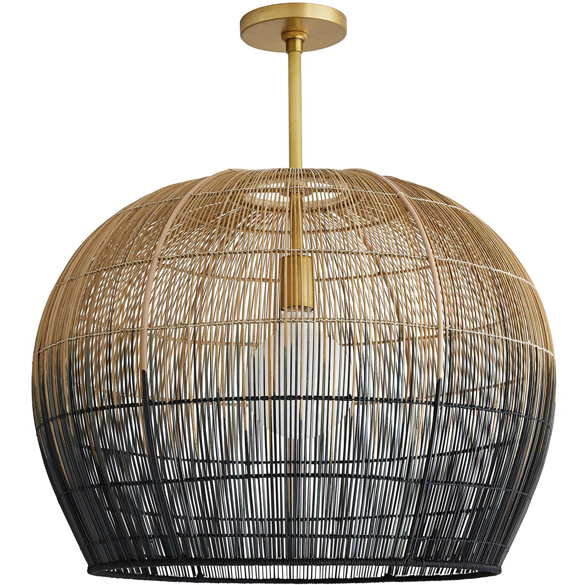 Swami 1 Light 22 inch Natural and Black Ombre with Antique Brass Pendant Ceiling Light, Small