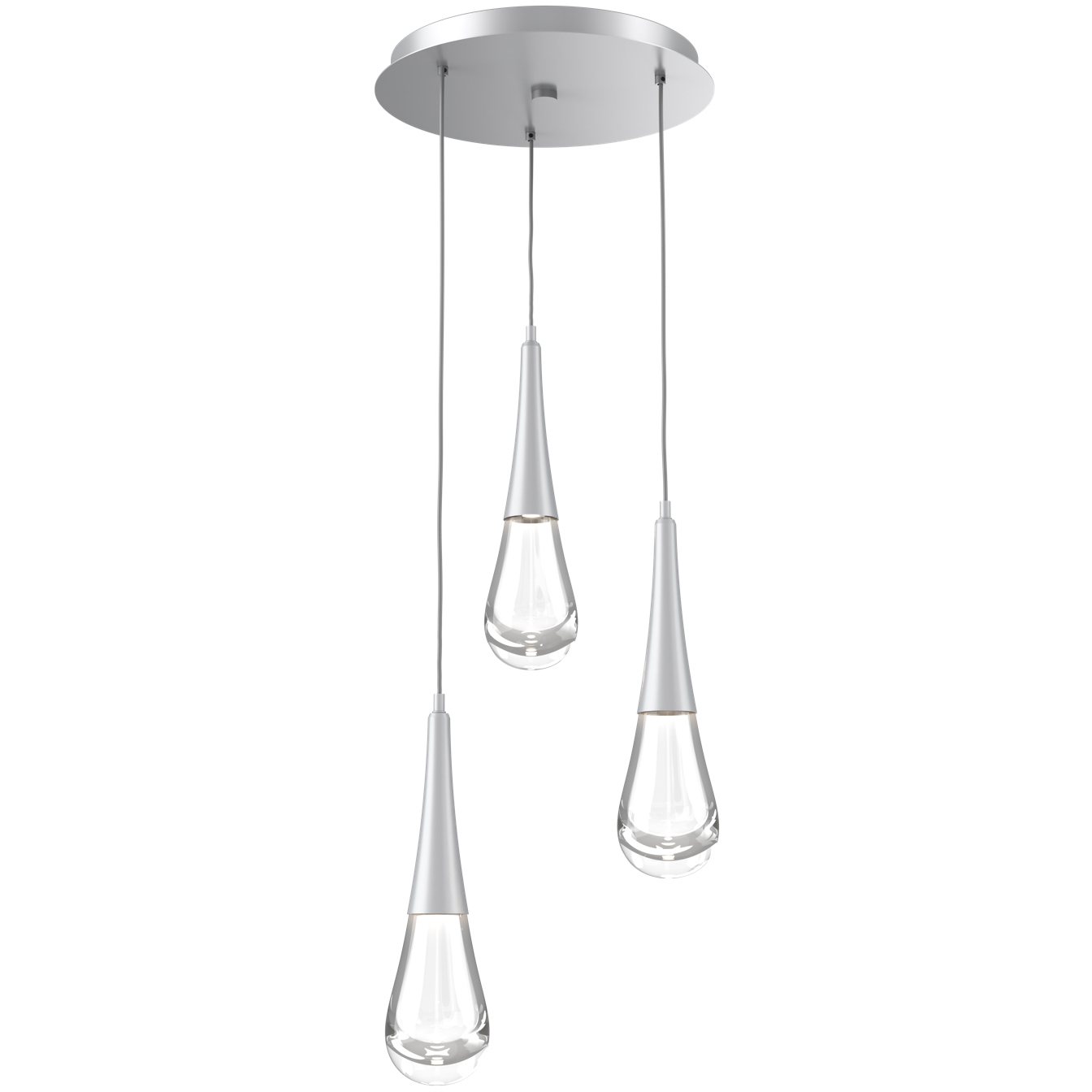 Rain Drop LED 17.4 inch Classic Silver Chandelier Ceiling Light in 3000K LED, Multi-Port