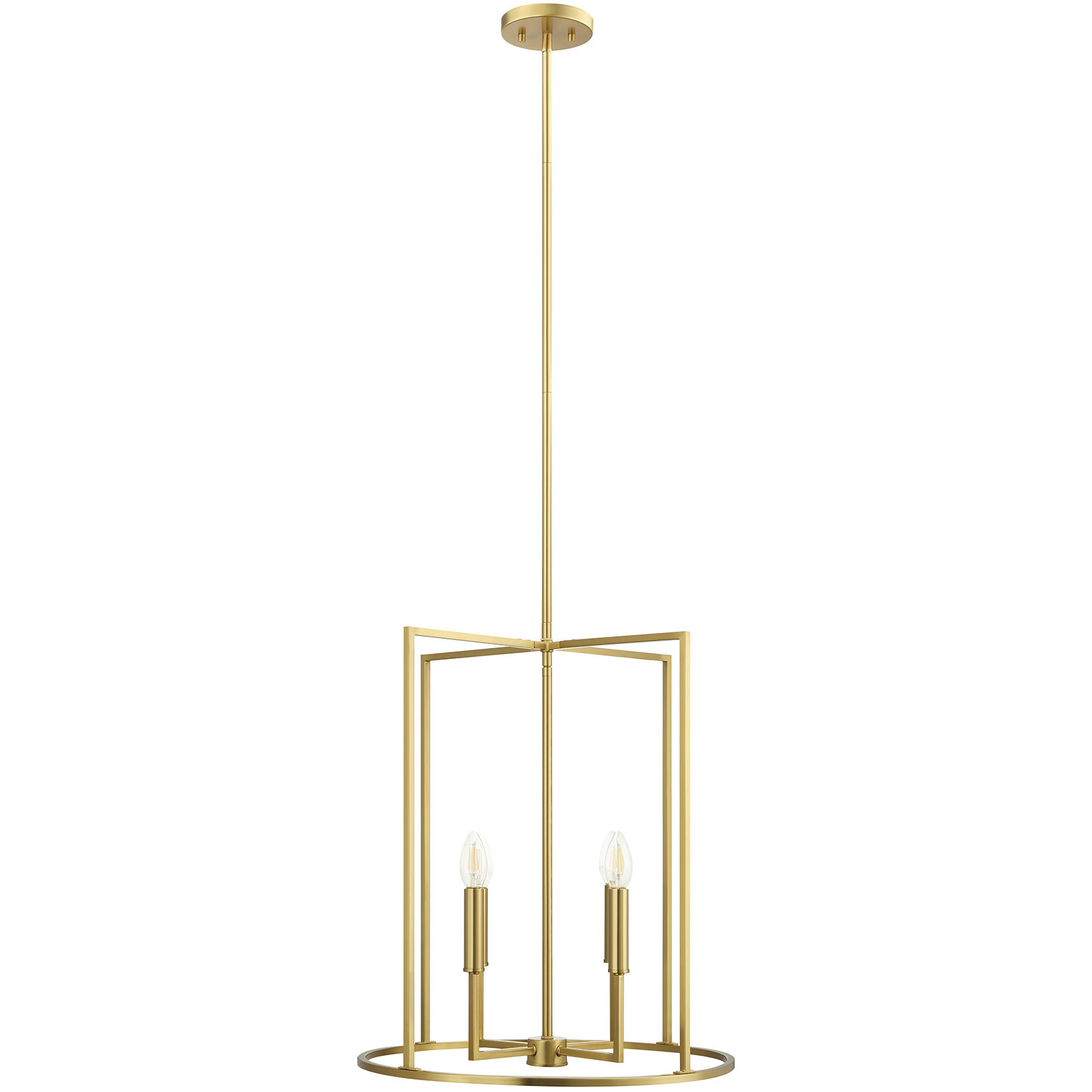 Modern 4 Light 19 inch Natural Brass Pendant Ceiling Light