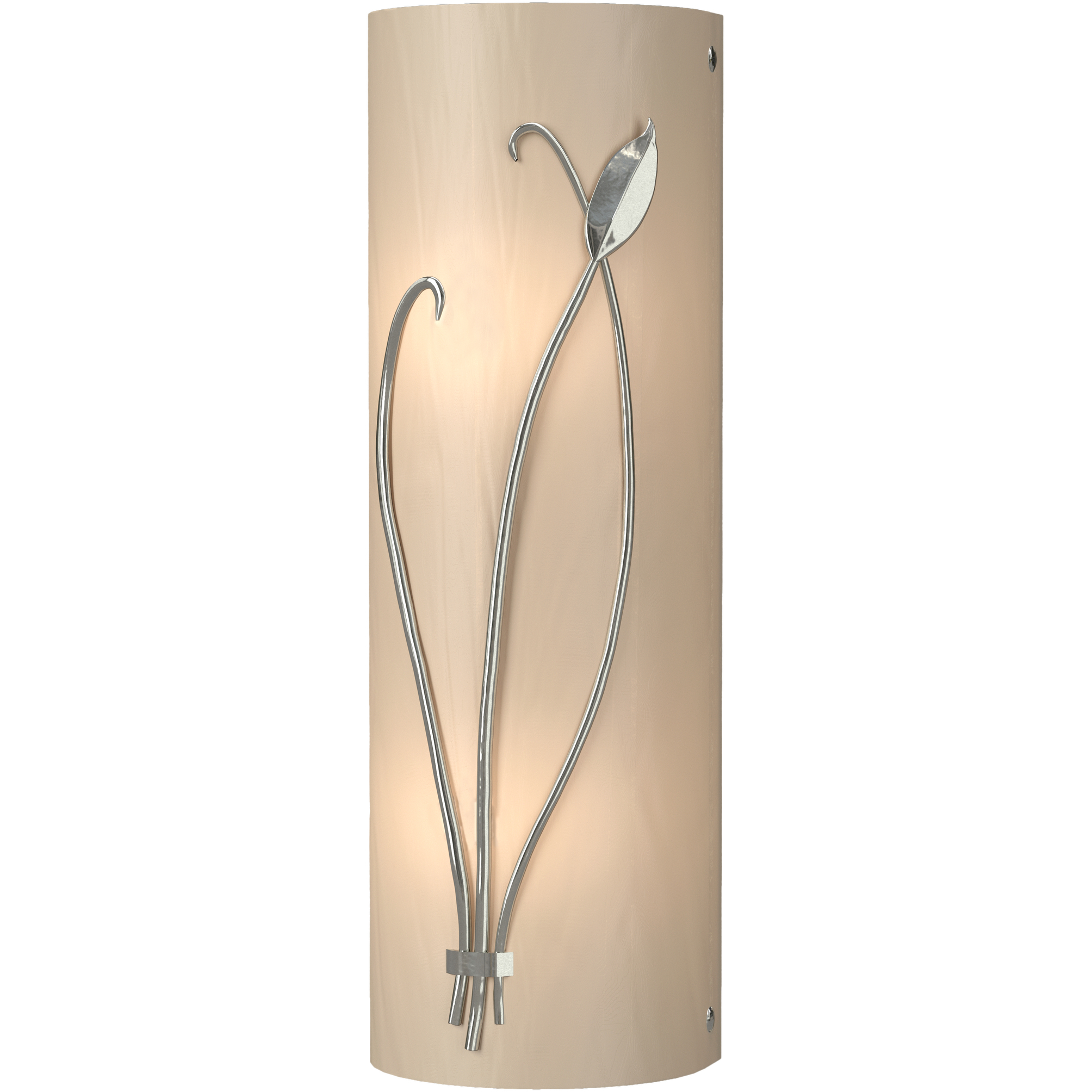 Forged Leaf and Stem 2 Light 5.5 inch Sterling Sconce Wall Light in White Art, Left