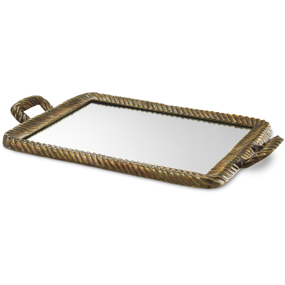 Montmartre Vintage Brass and Mirror Glass Serving Tray