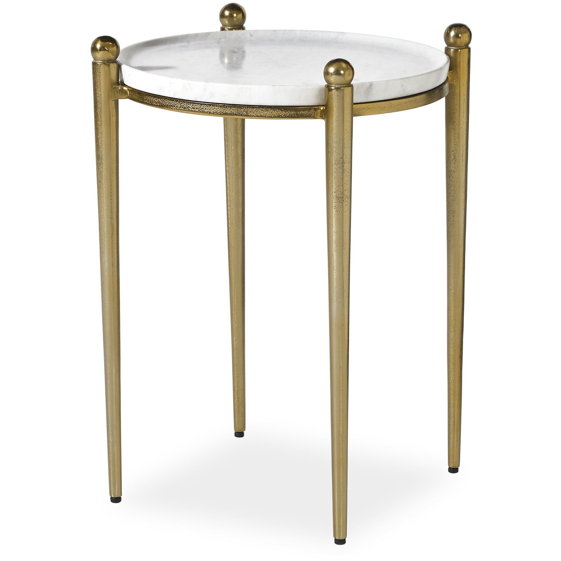 Nahunta 22 X 18 inch Antique Brass and White Marble Accent Table
