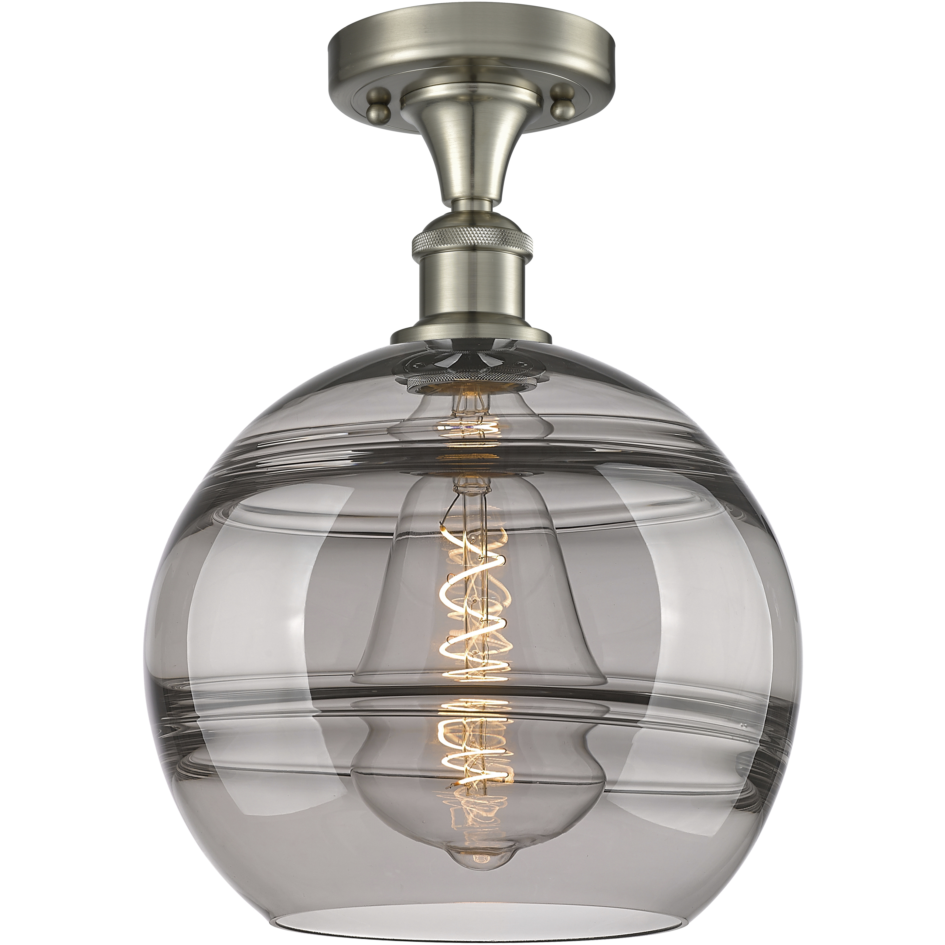 Ballston Rochester 1 Light 10 inch Brushed Satin Nickel Semi-Flush Mount Ceiling Light