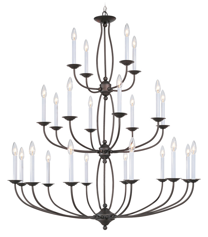 Home Basics 24 Light 42 inch Bronze Grande 3-Tier Foyer Chandelier Ceiling Light