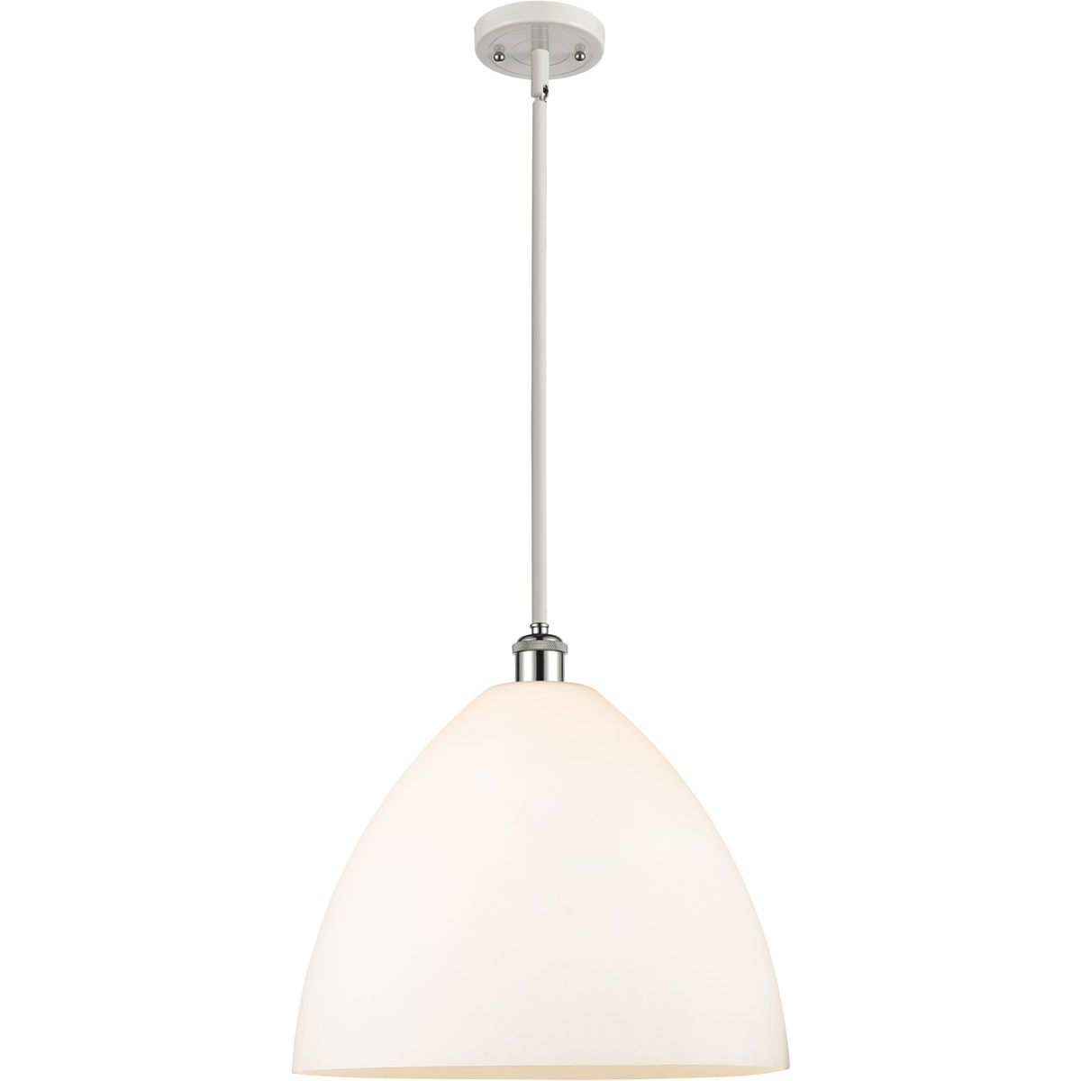Ballston Dome 1 Light 16 inch White and Polished Chrome Pendant Ceiling Light in Matte White Glass