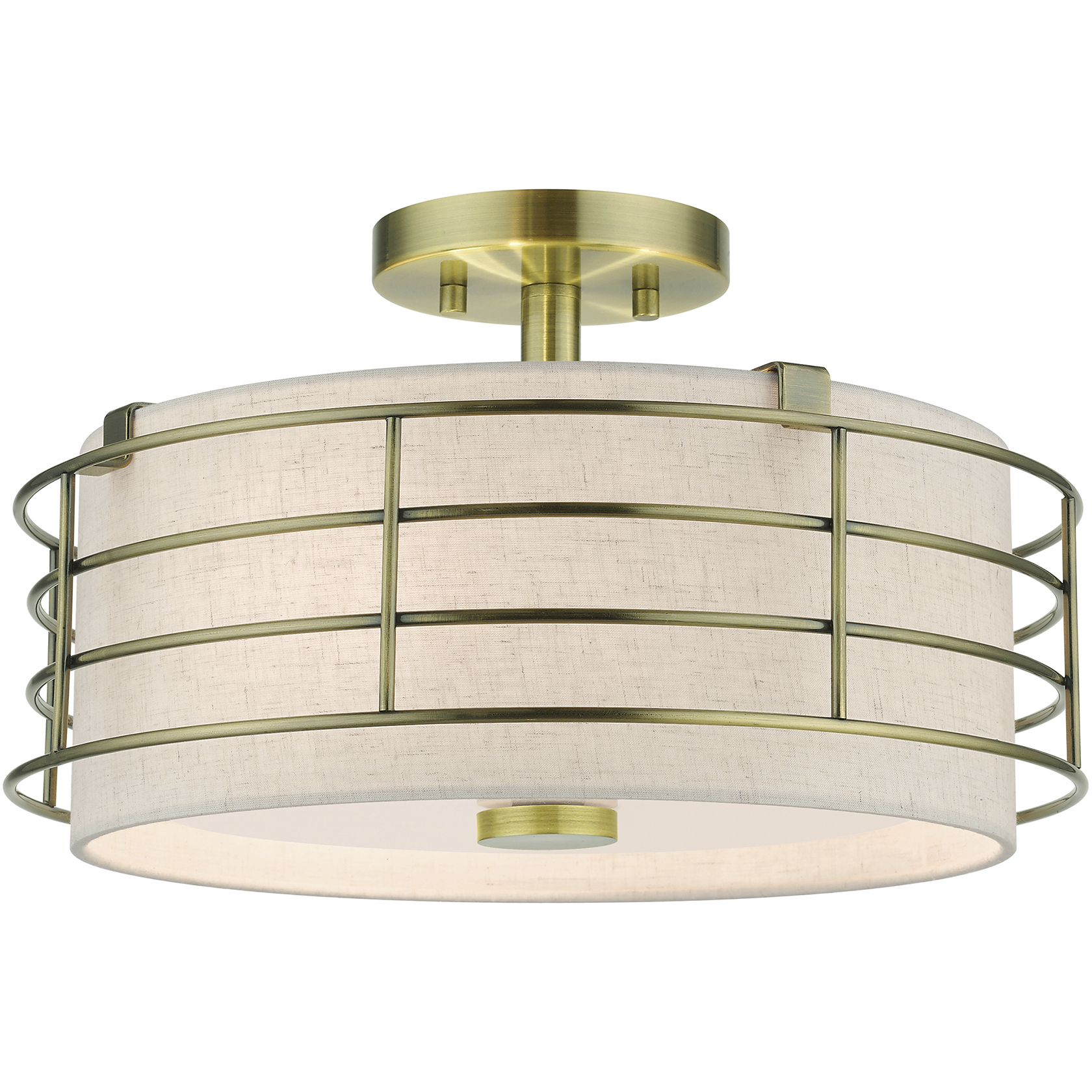Blanchard 3 Light 15 inch Antique Brass Semi Flush Mount Ceiling Light, Large