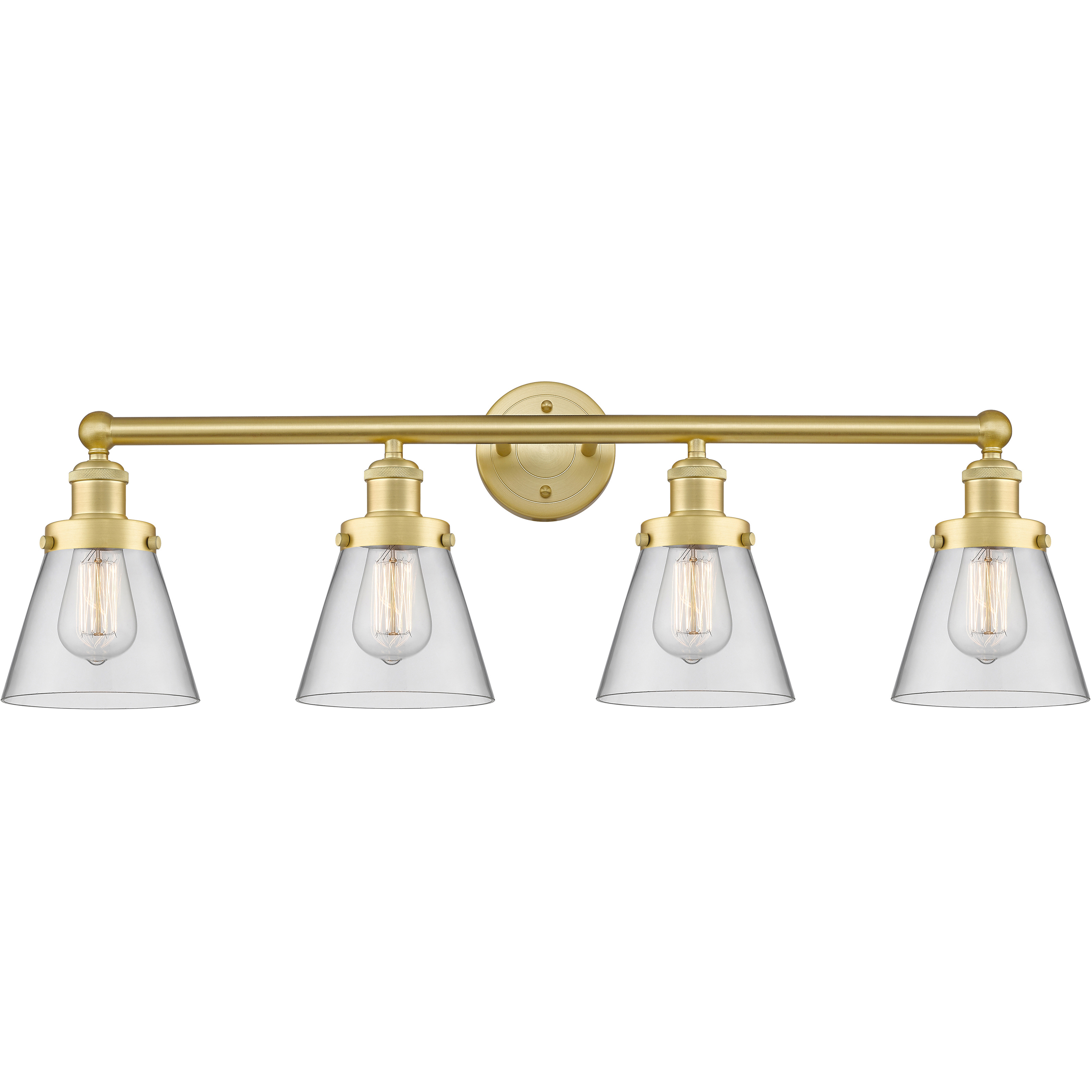 Cone 4 Light 33.5 inch Satin Gold Bath Vanity Light Wall Light in Clear Glass