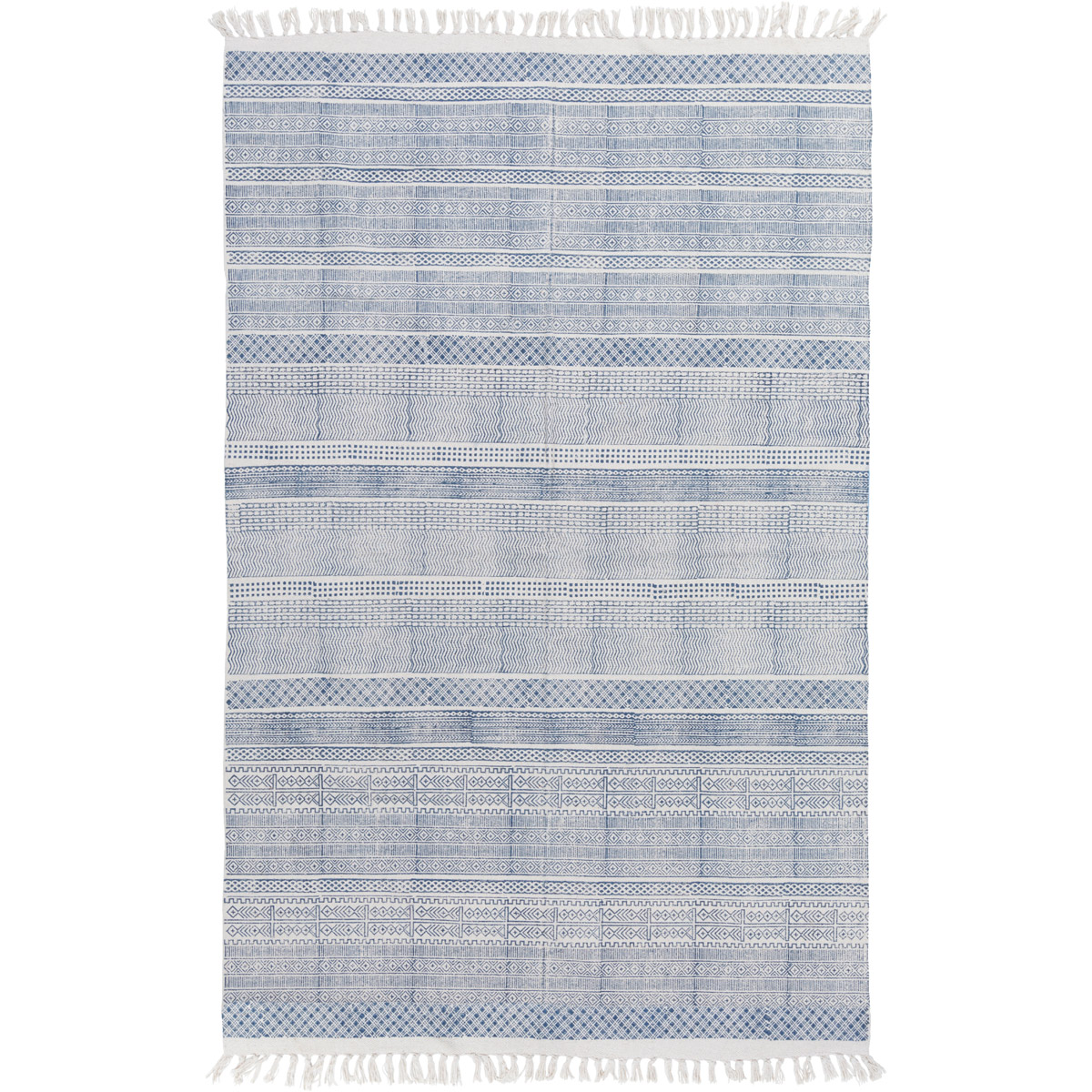 Idina 90 X 60 inch Dark Blue/Ivory Rugs, Cotton