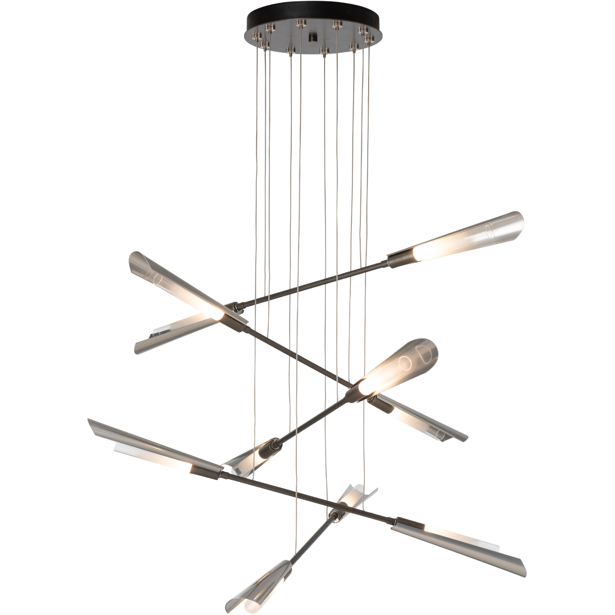 Flight 10 Light 39.9 inch Natural Iron with Black Pendant Ceiling Light in Natural Iron/Black, Long