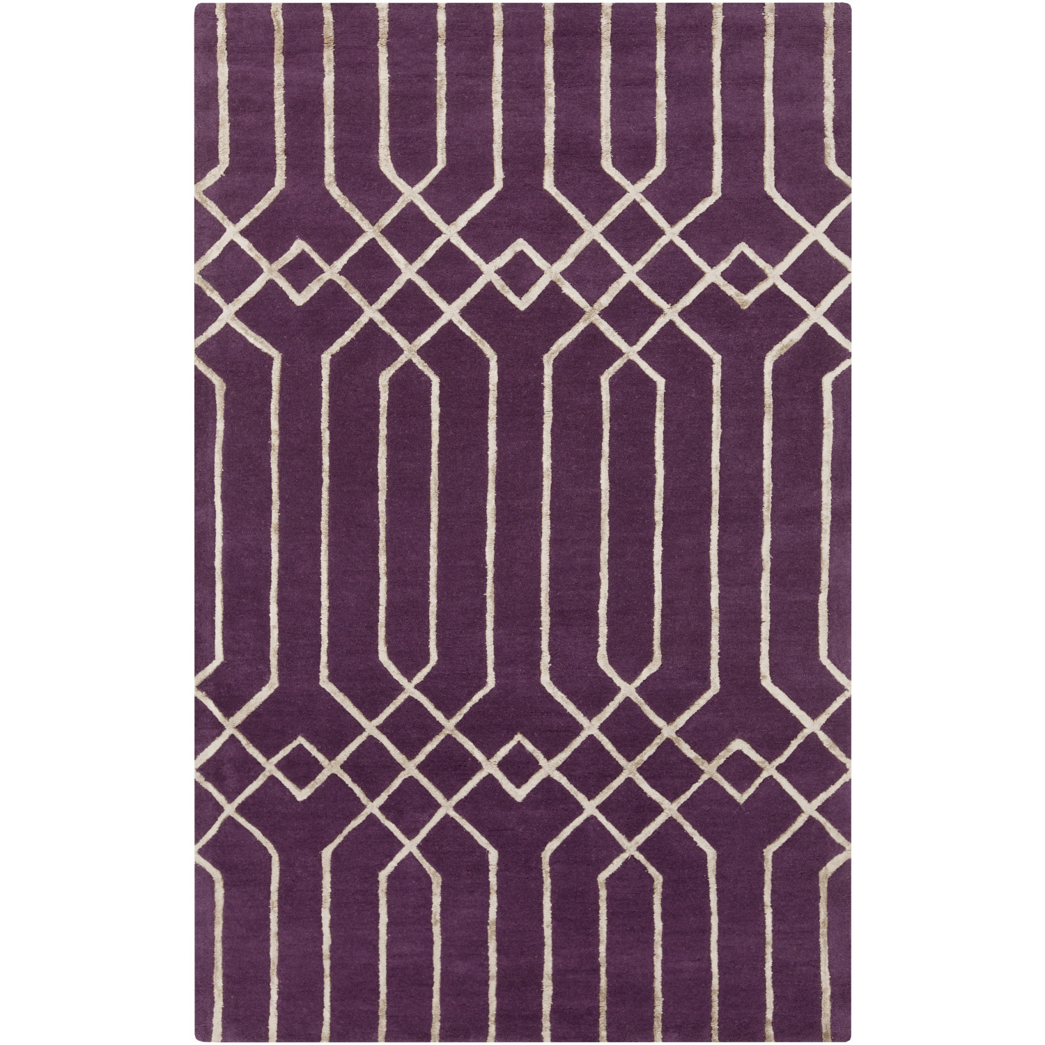 Skyline 63 X 39 inch Dark Plum/Taupe Handmade Rug