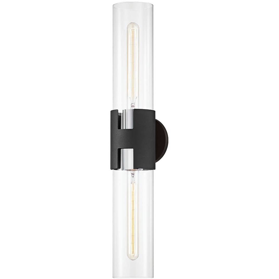 Amado 2 Light 5 inch Polished Nickel/Texture Black Wall Sconce Wall Light in Polished Nickel/Textured Black