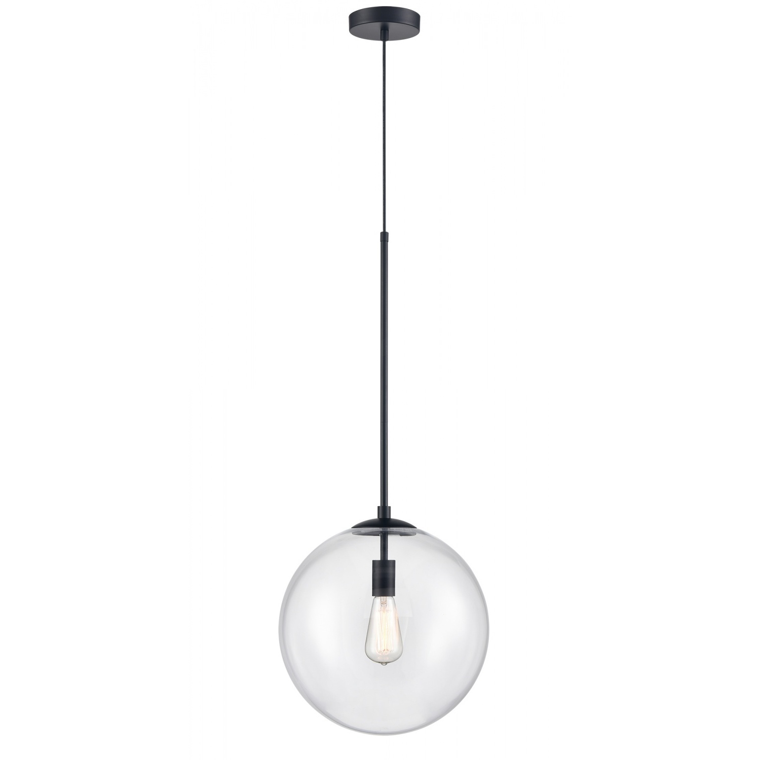 Delilah 1 Light 14 inch Black Pendant Ceiling Light in Clear
