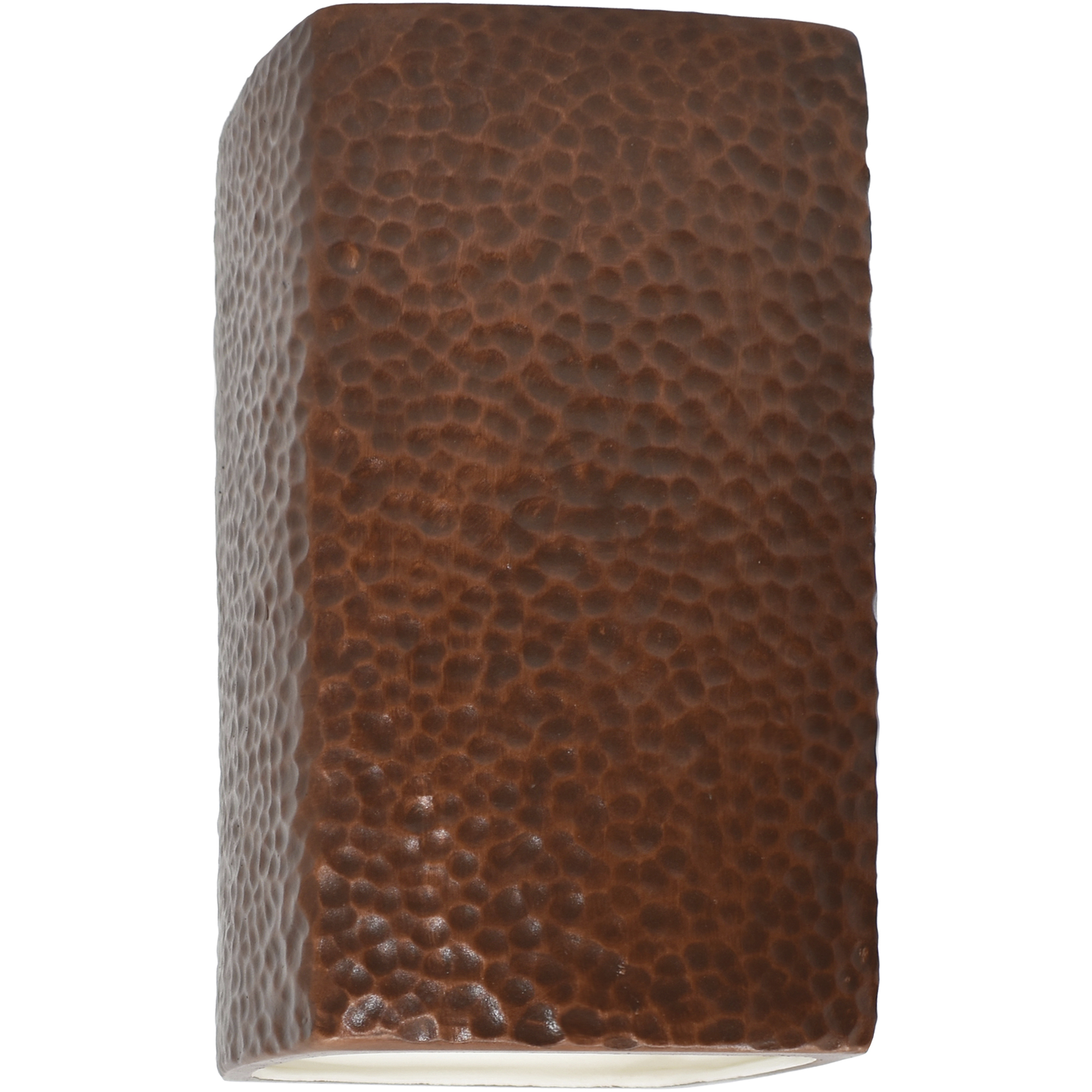Ambiance Rectangle LED 7.25 inch Hammered Copper ADA Wall Sconce Wall Light, Large