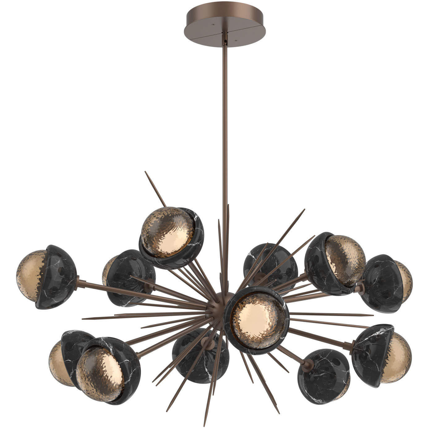 Cabochon LED 40.5 inch Burnished Bronze with Black Marble Chandelier Ceiling Light in 2700K LED, Startburst