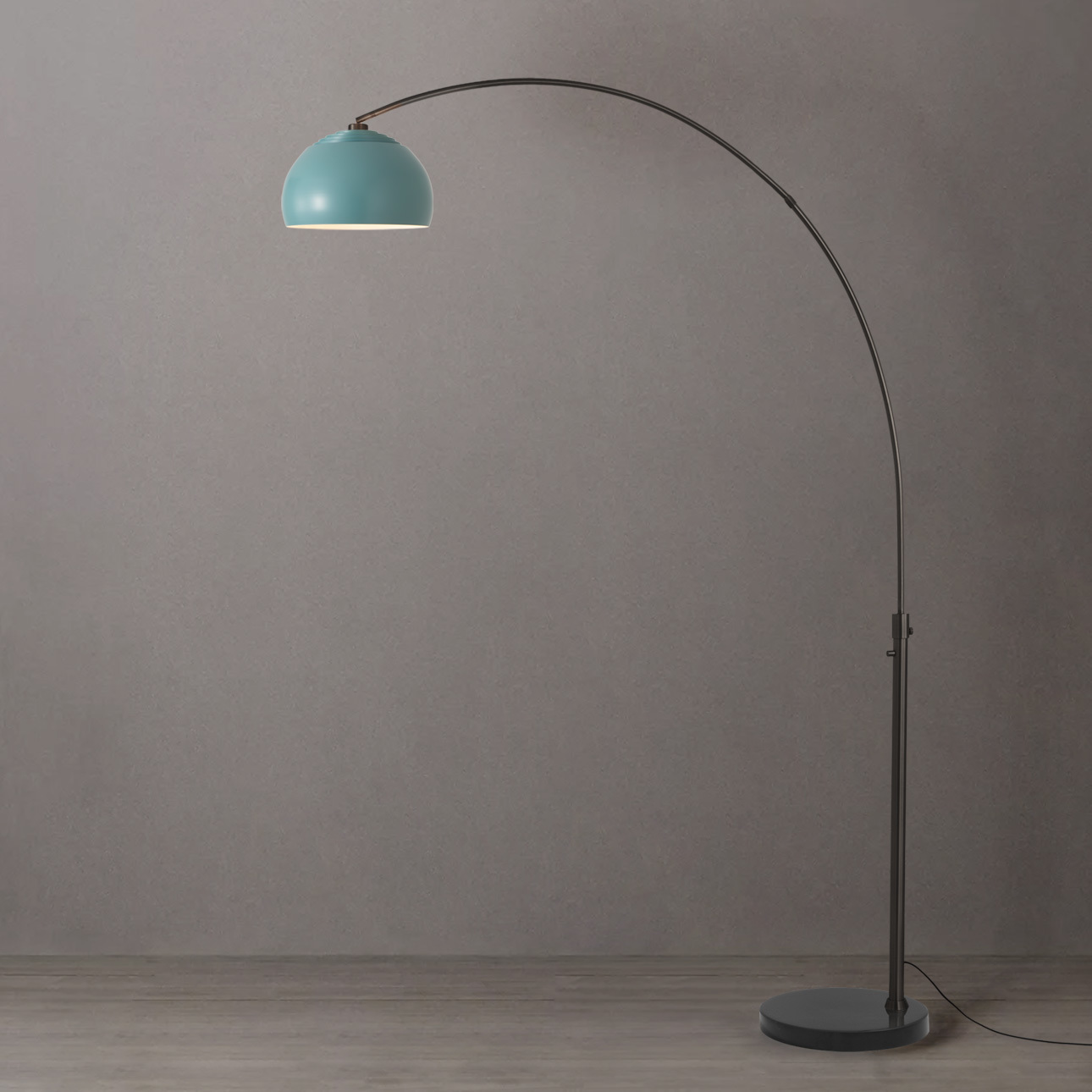 Half Dome 92 inch 14 watt Black Nickel and Black Arc Floor Lamp Portable Light in Turquoise Steel