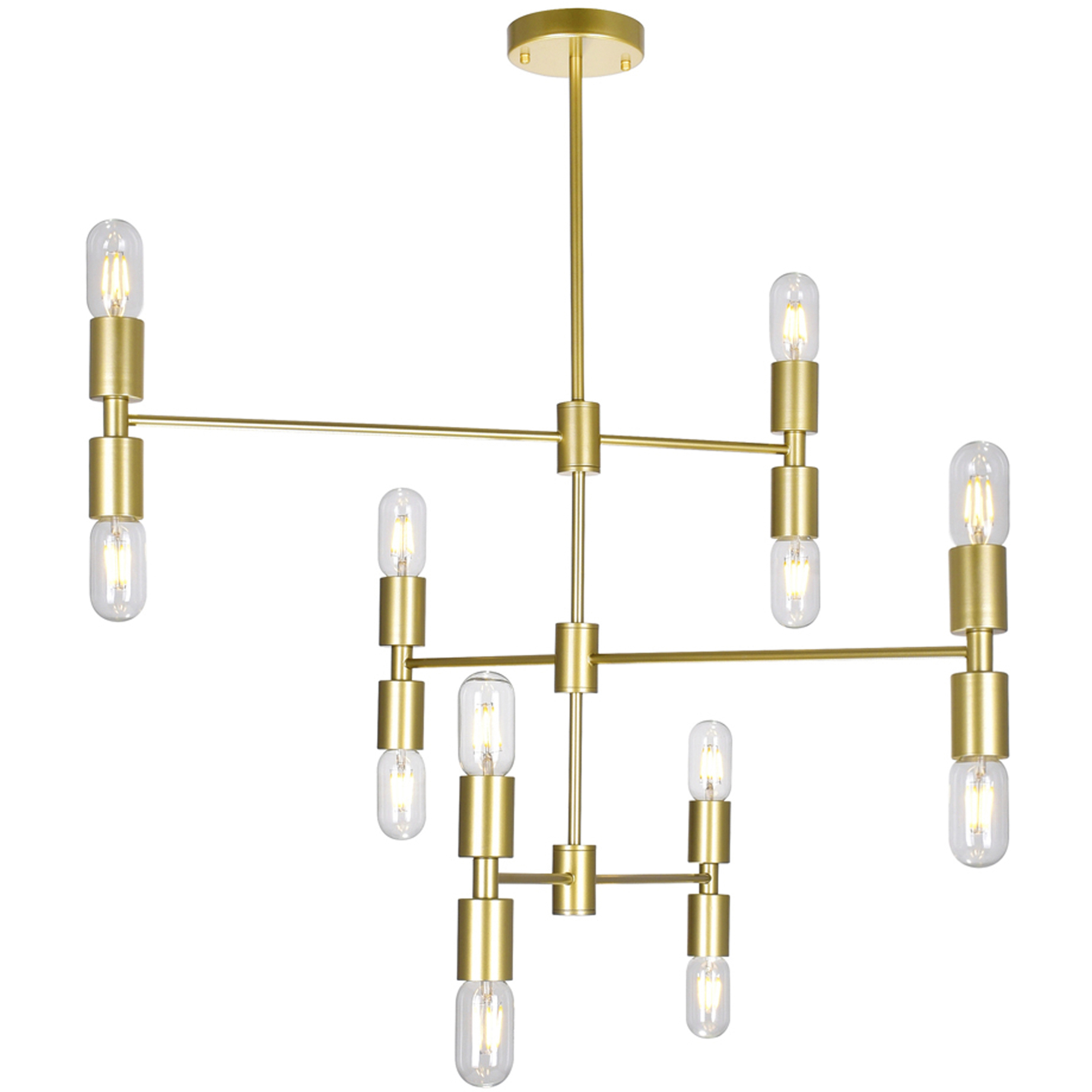 Hand Crank 12 Light 34 inch Medallion Gold Up Chandelier Ceiling Light