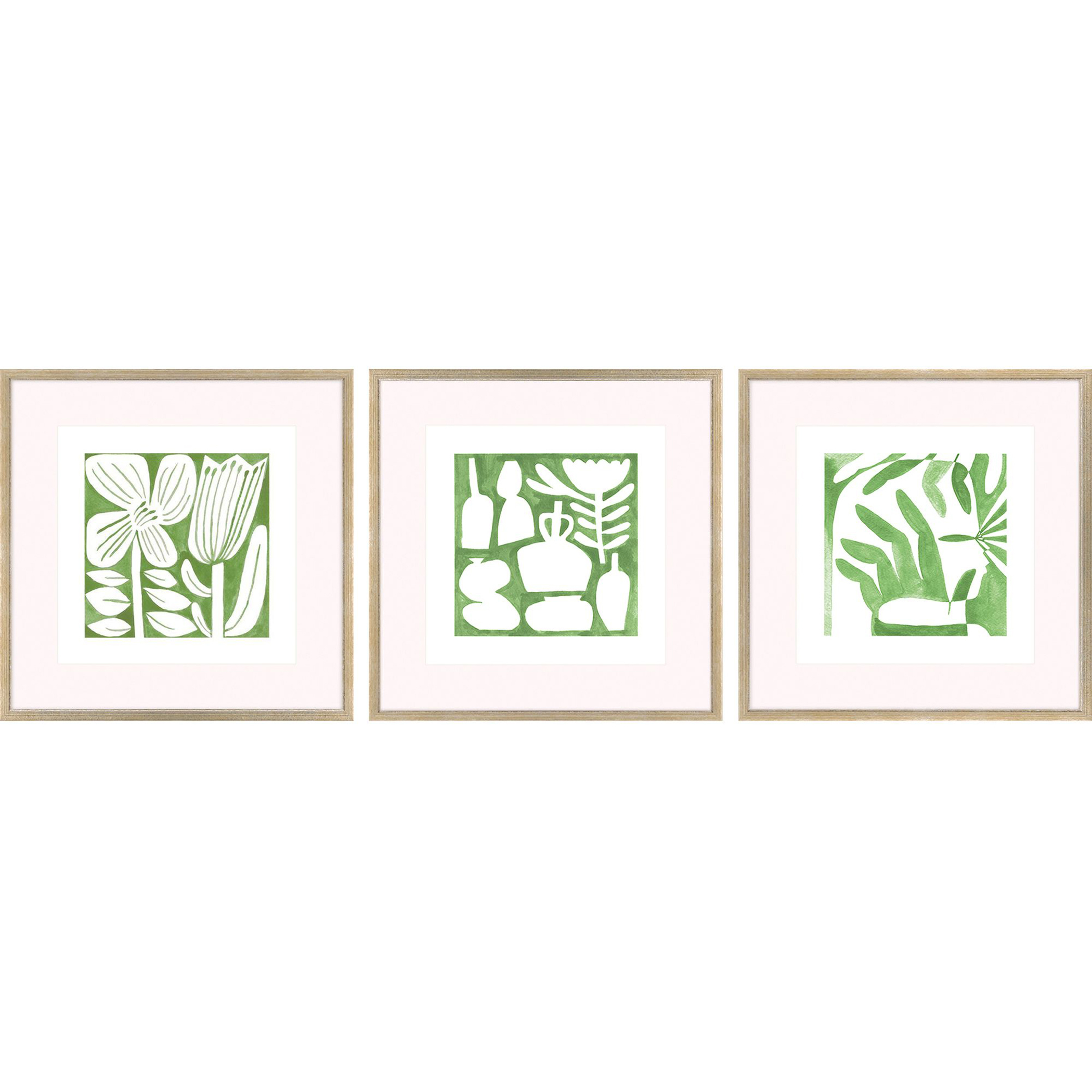 Minimal Moments Green and Multi and White Framed Art