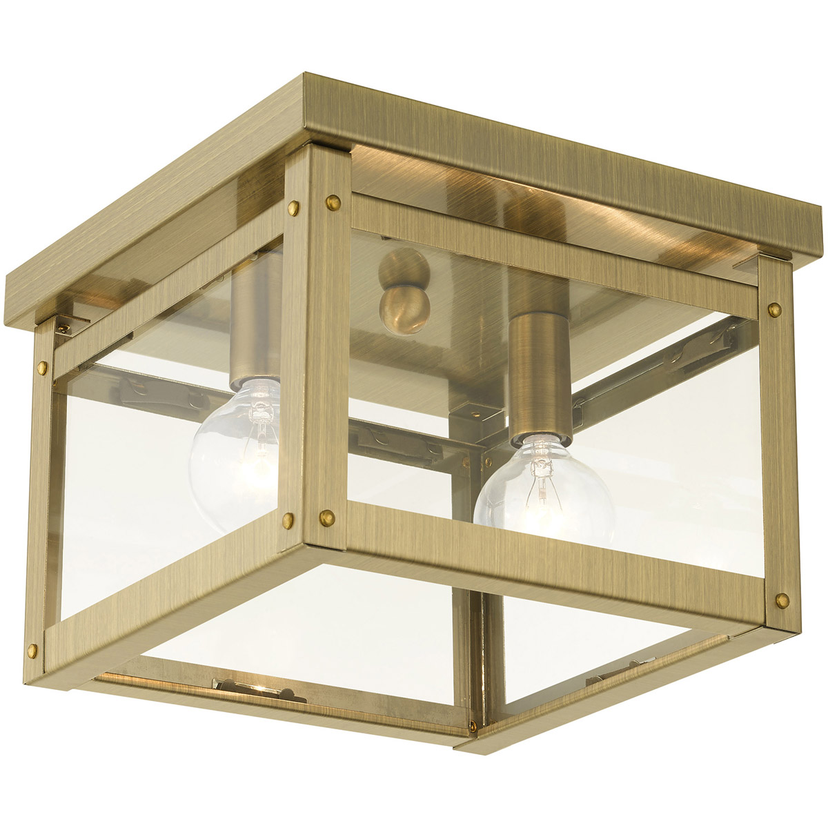 Milford 2 Light 8 inch Antique Brass Flush Mount Ceiling Light