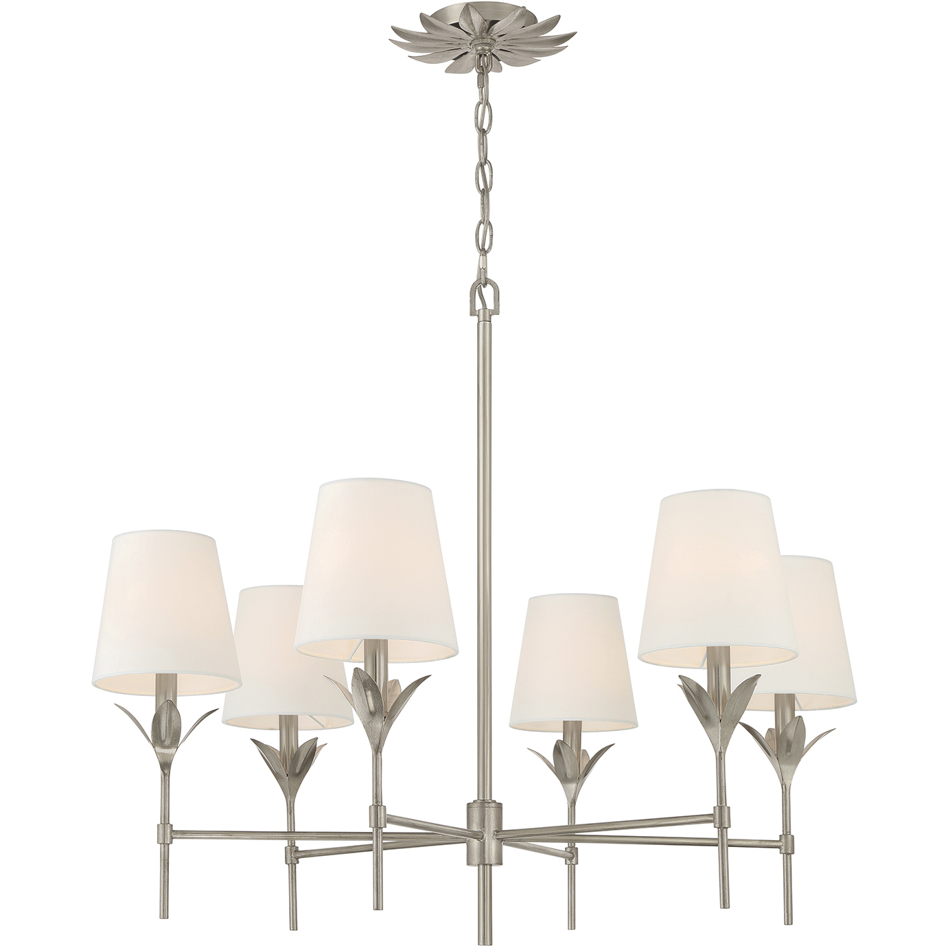 Broche 6 Light 32 inch Antique Silver Chandelier Ceiling Light
