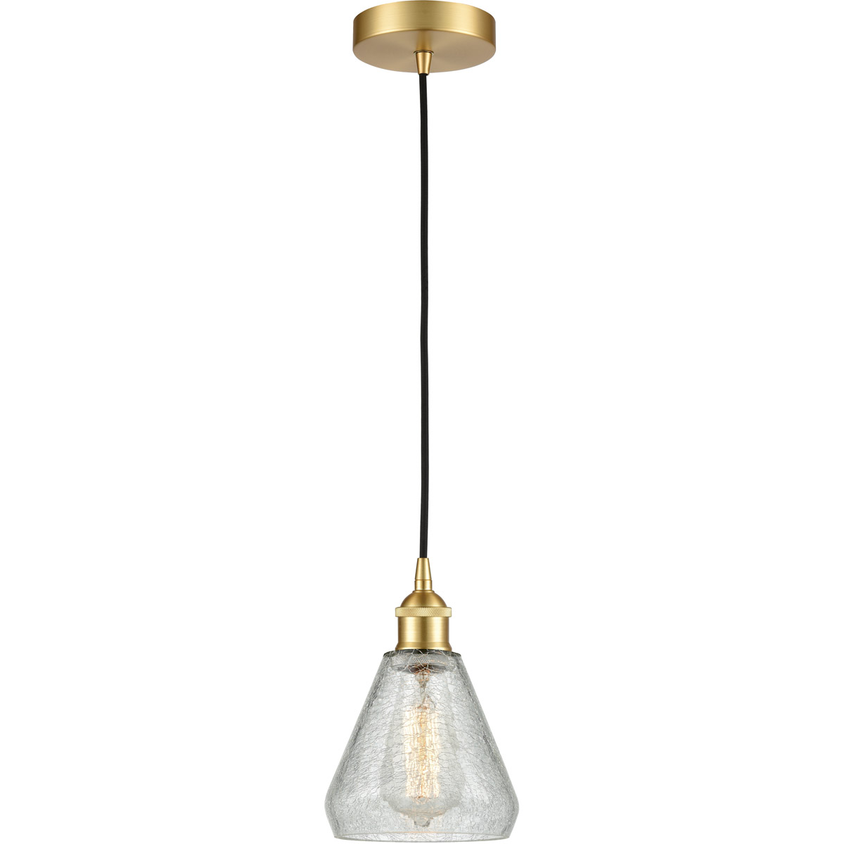 Edison Conesus LED 6 inch Satin Gold Mini Pendant Ceiling Light