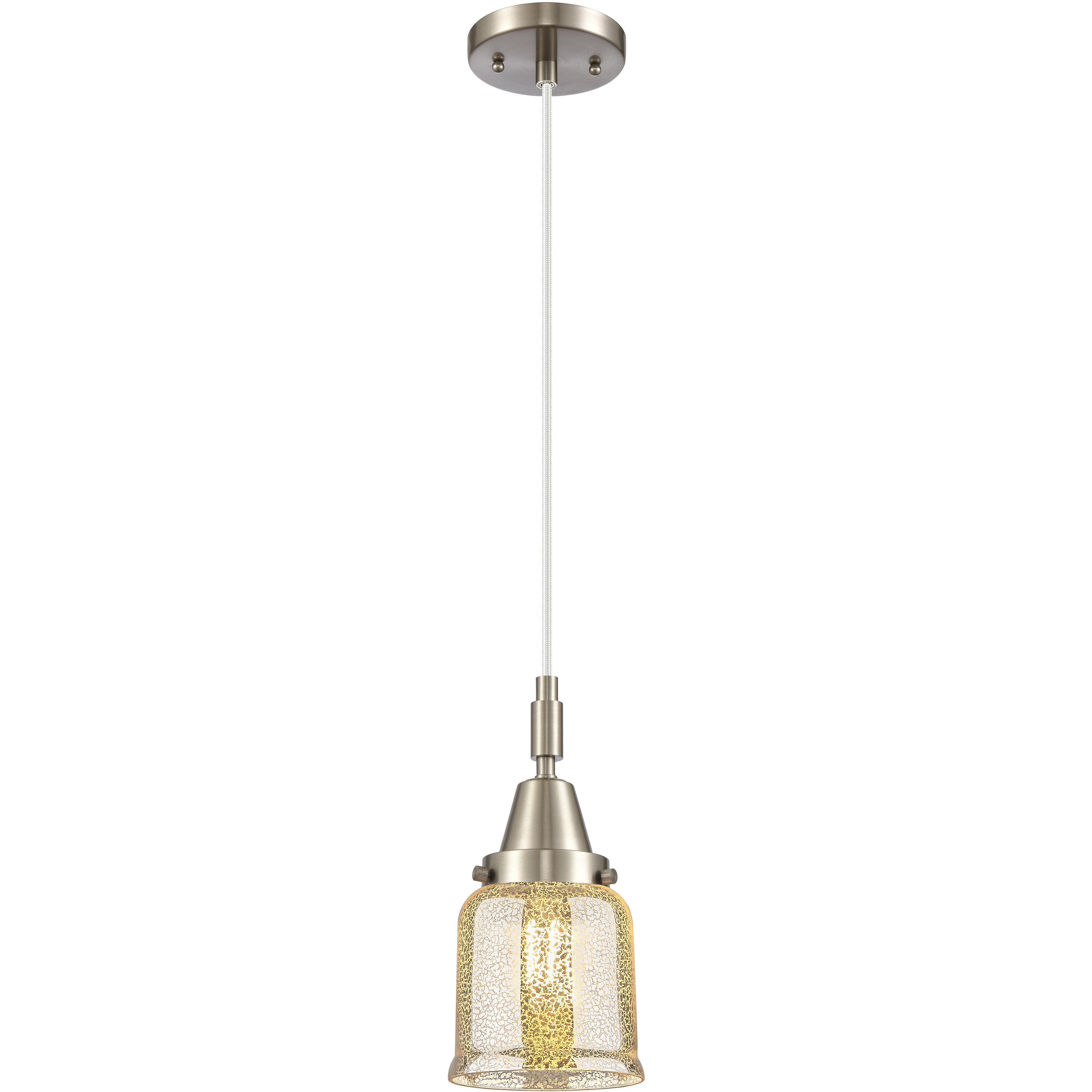 Bell 1 Light 5 inch Brushed Satin Nickel Mini Pendant Ceiling Light in Silver Plated Mercury Glass