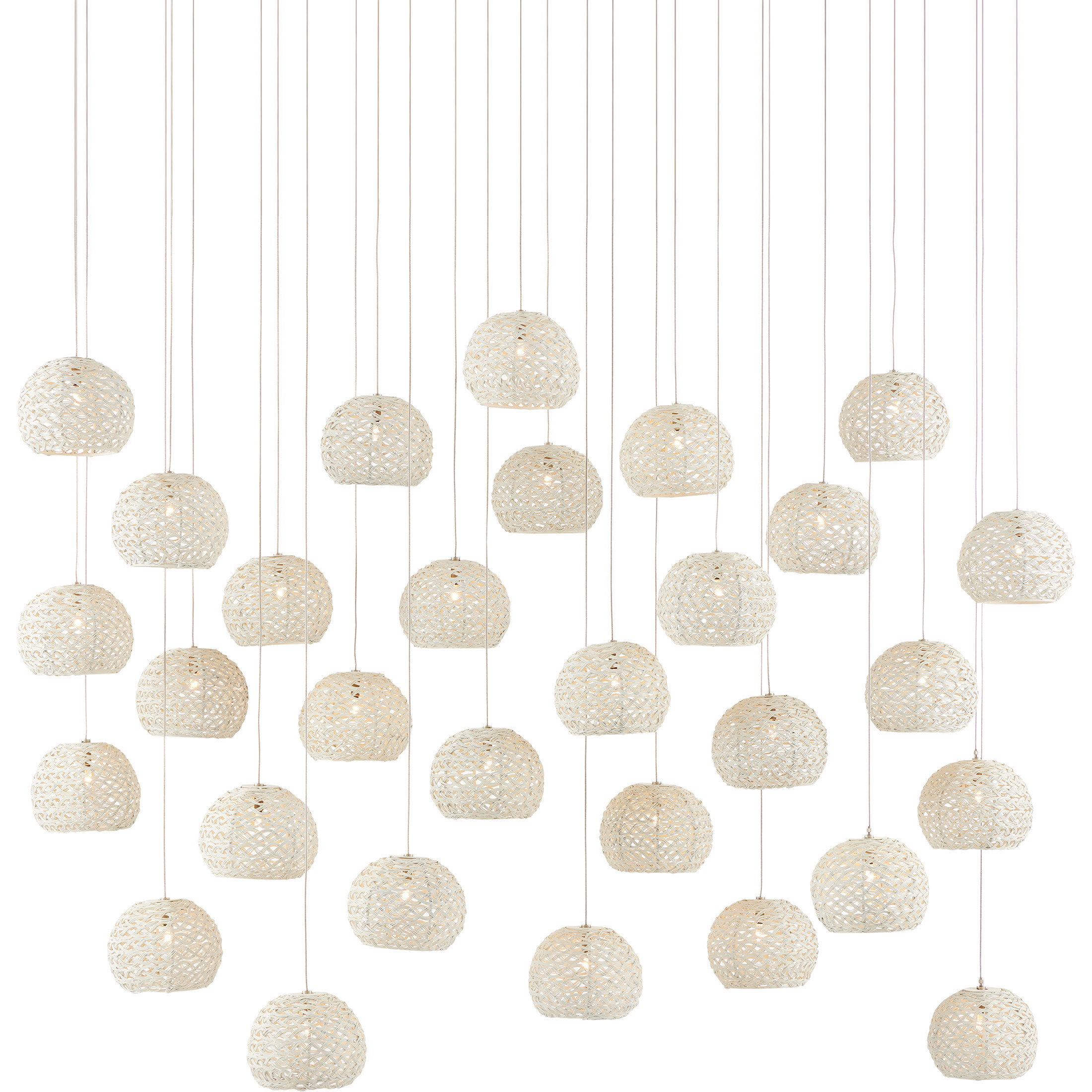 Piero 30 Light 54 inch Silver Multi-Drop Pendant Ceiling Light