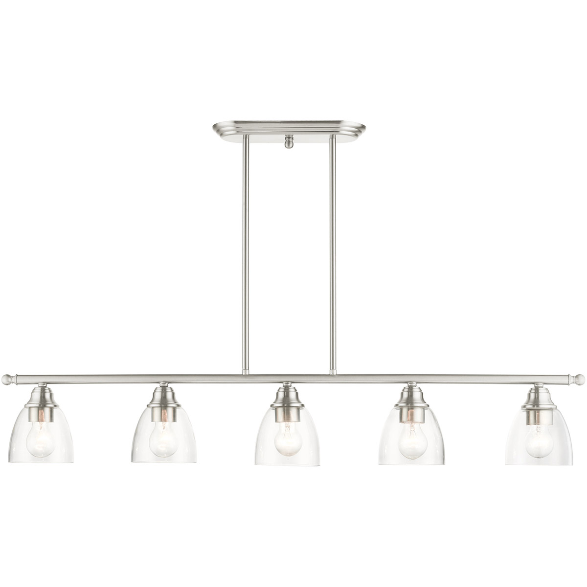 Montgomery 5 Light 45 inch Brushed Nickel Linear Chandelier Ceiling Light