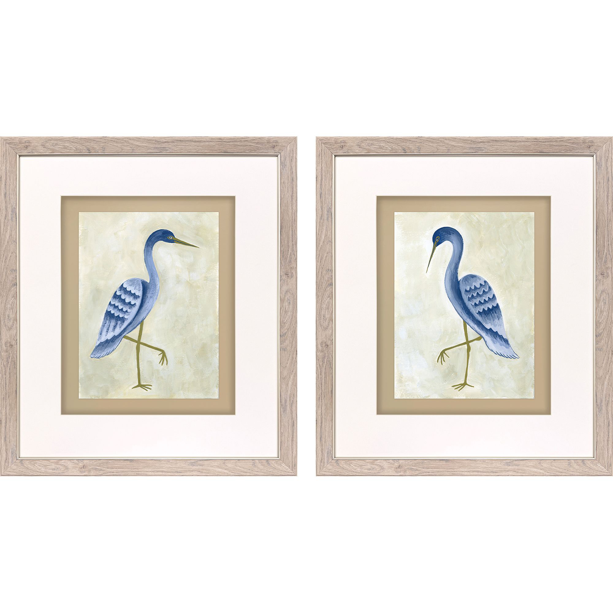Bird Balance Blue and Beige and Metallic Framed Art, Propac
