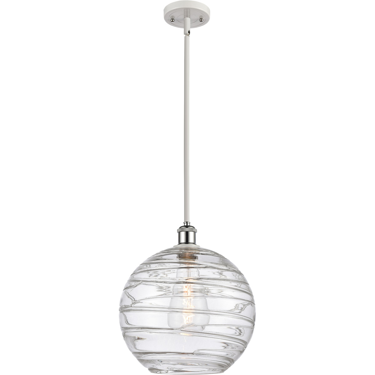 Ballston X-Large Deco Swirl 1 Light 12 inch White and Polished Chrome Pendant Ceiling Light, Ballston