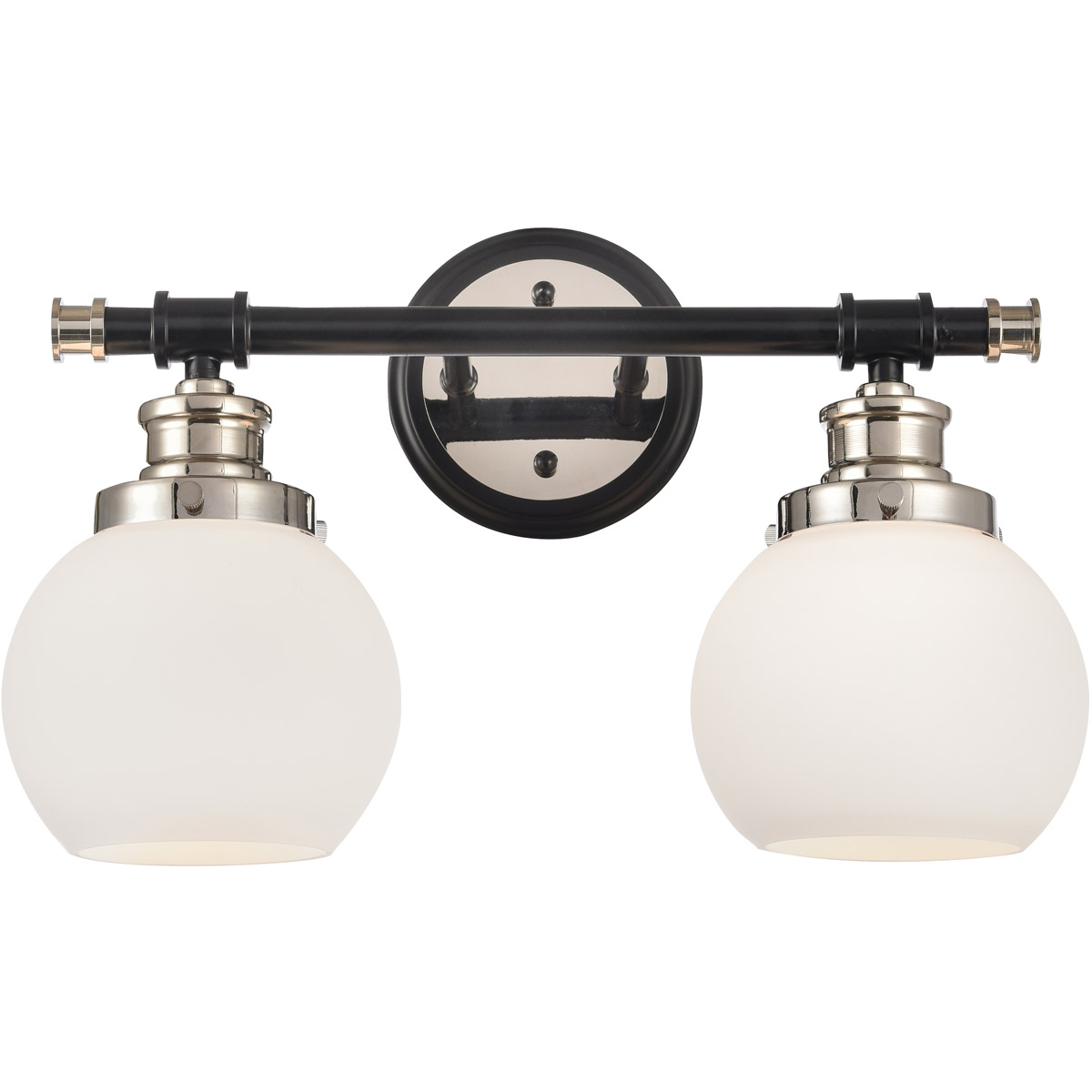 Saybrook LED 16.25 inch Black Polished Nickel Bath Vanity Light Wall Light in Matte White Glass