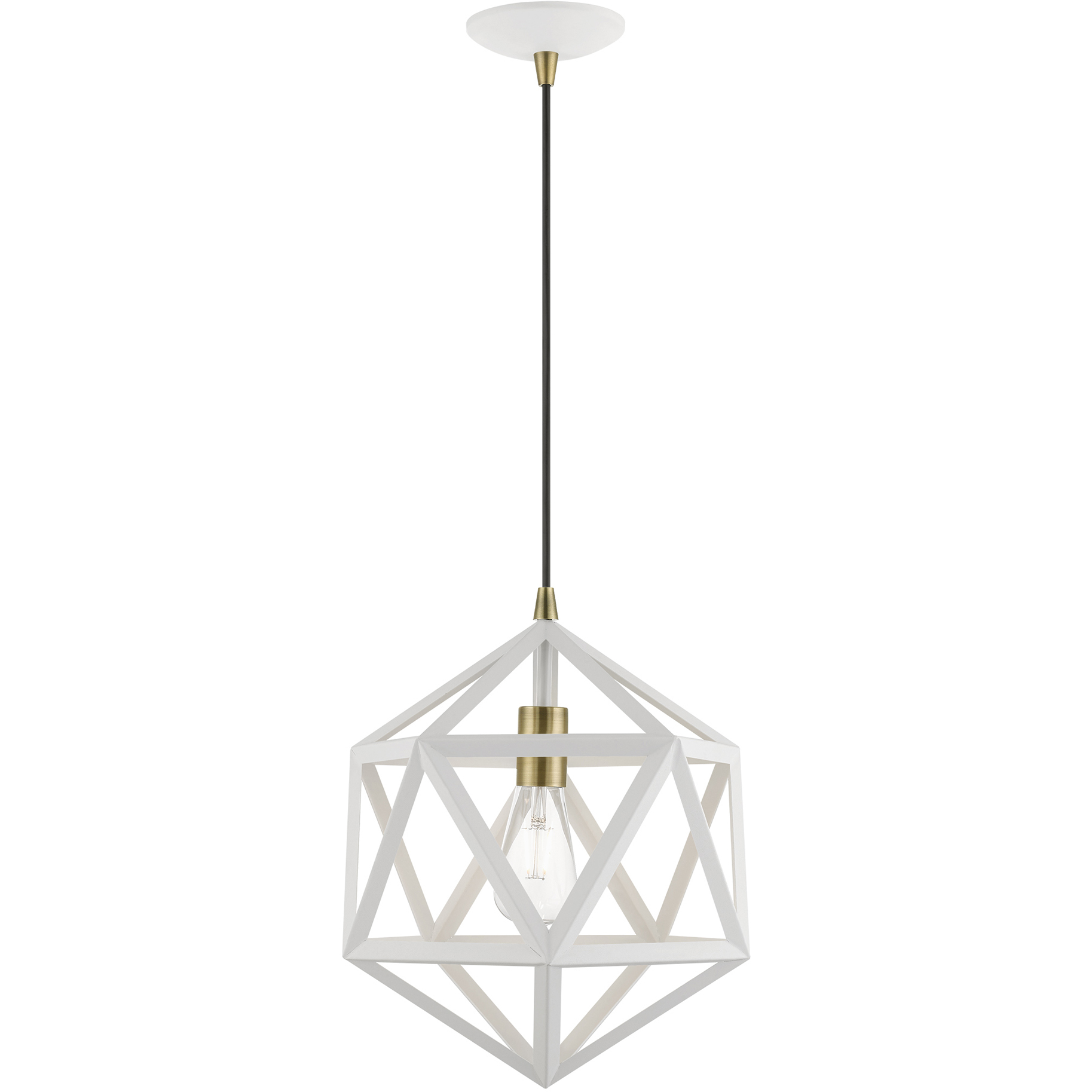 Ashland 1 Light 13 inch Textured White with Antique Brass Accents Pendant Ceiling Light