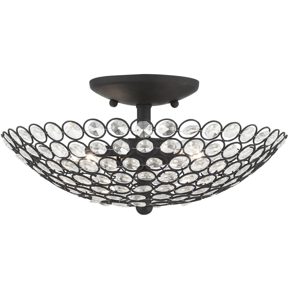 Cassandra 2 Light 13 inch Black Semi Flush Ceiling Light