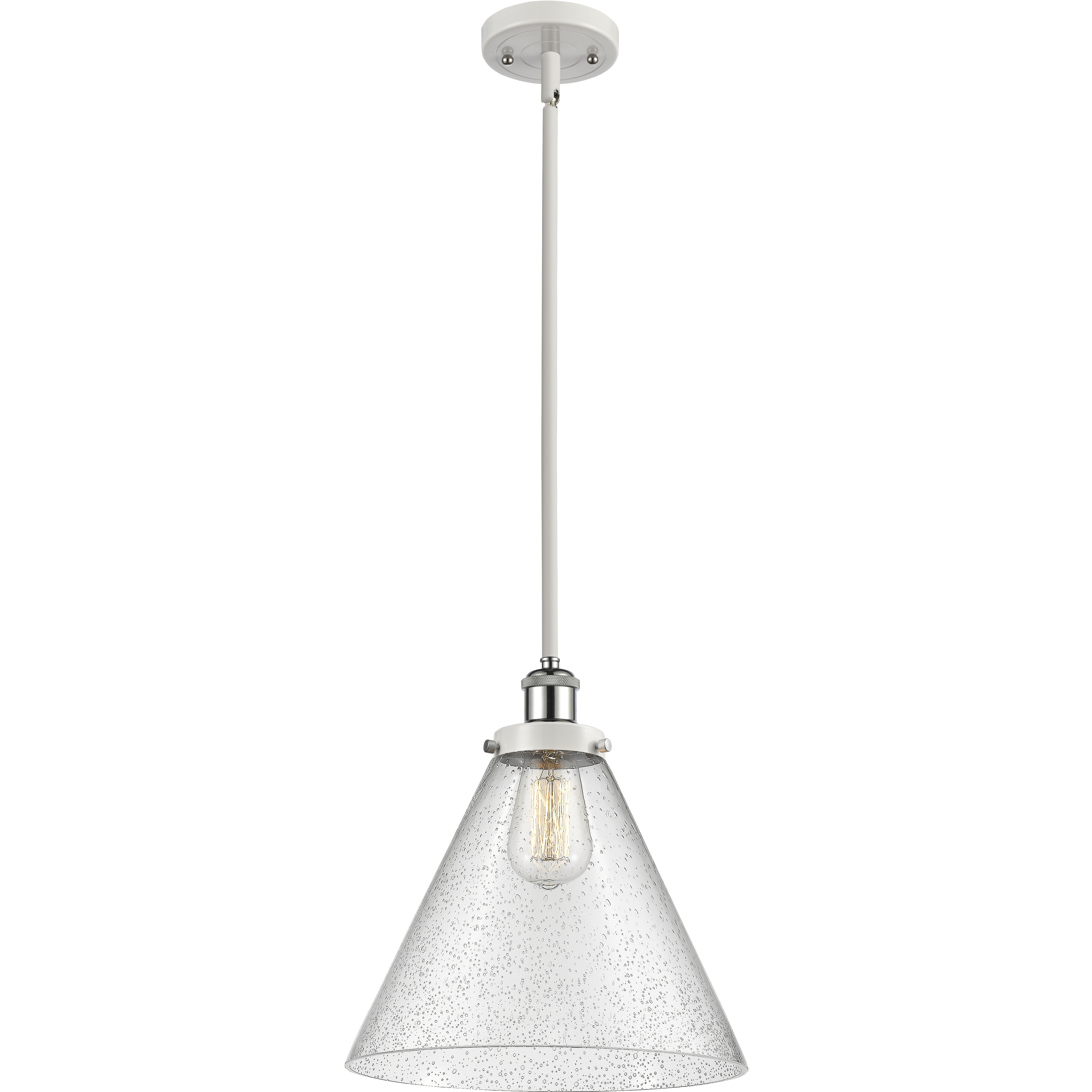 Ballston X-Large Cone LED 12 inch White and Polished Chrome Pendant Ceiling Light in Seedy Glass