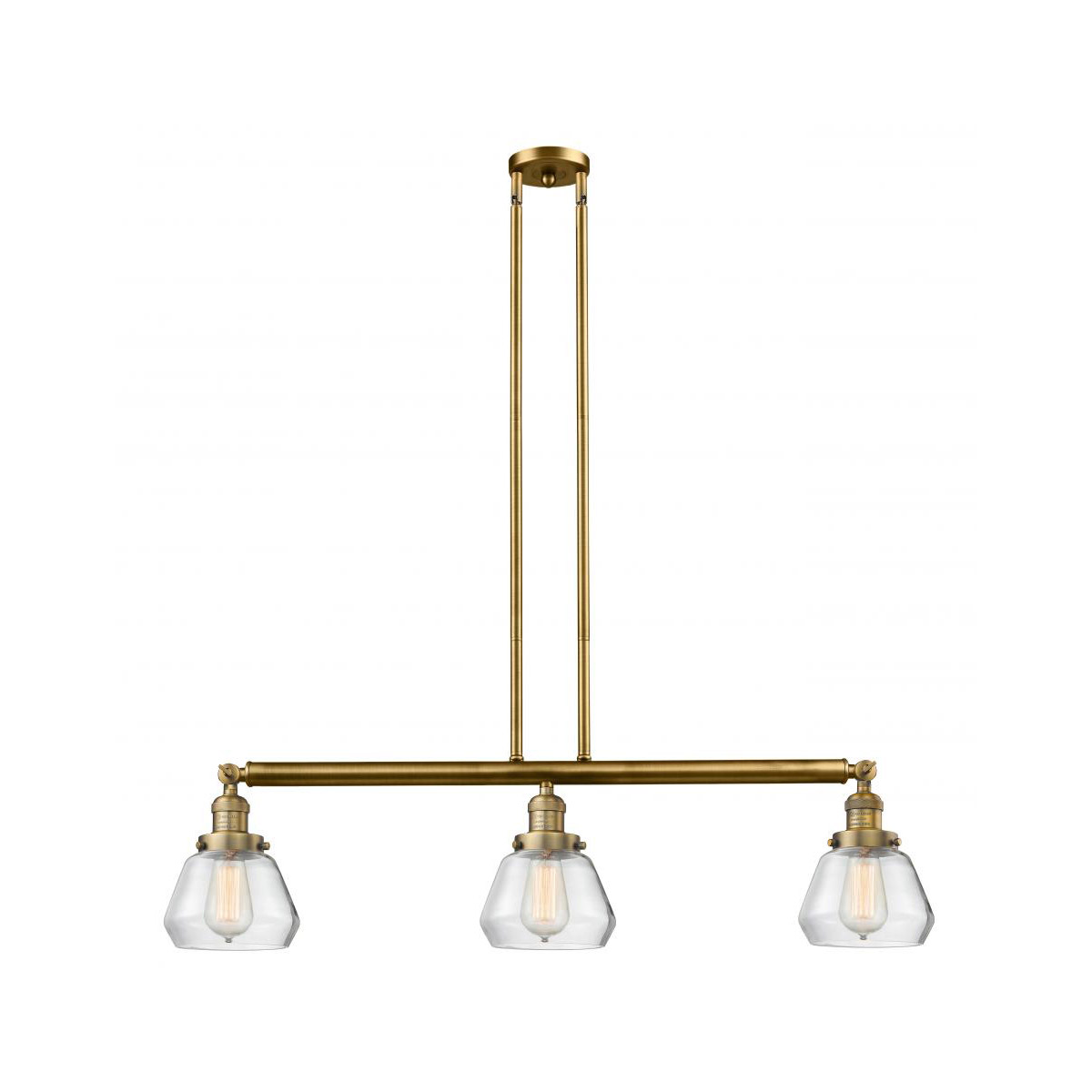 Franklin Restoration Fulton 3 Light 39 inch Brushed Brass Island Light Ceiling Light in Clear Glass, Franklin Restoration