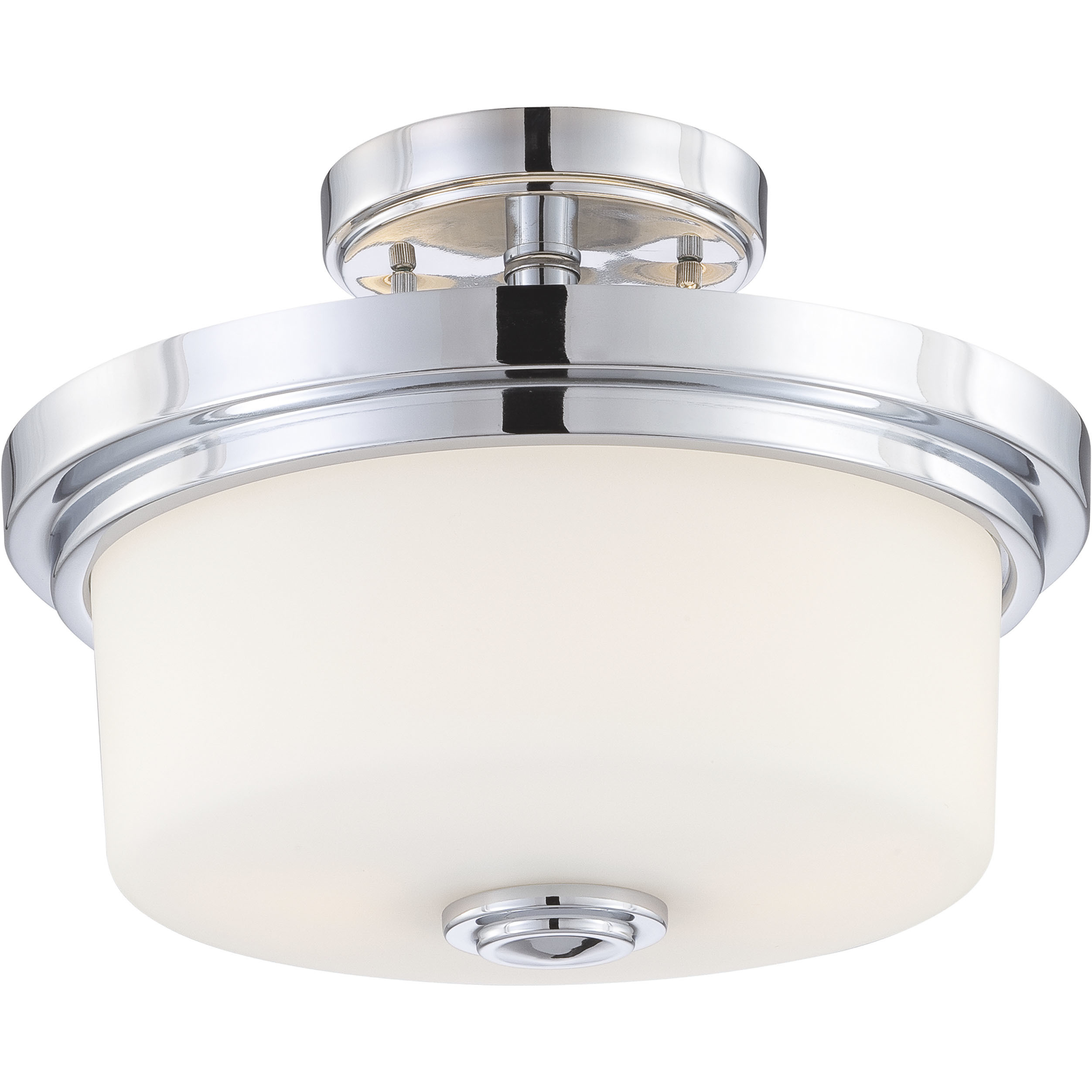 Soho 2 Light 13 inch Polished Chrome and Satin White Semi Flush Mount Ceiling Light