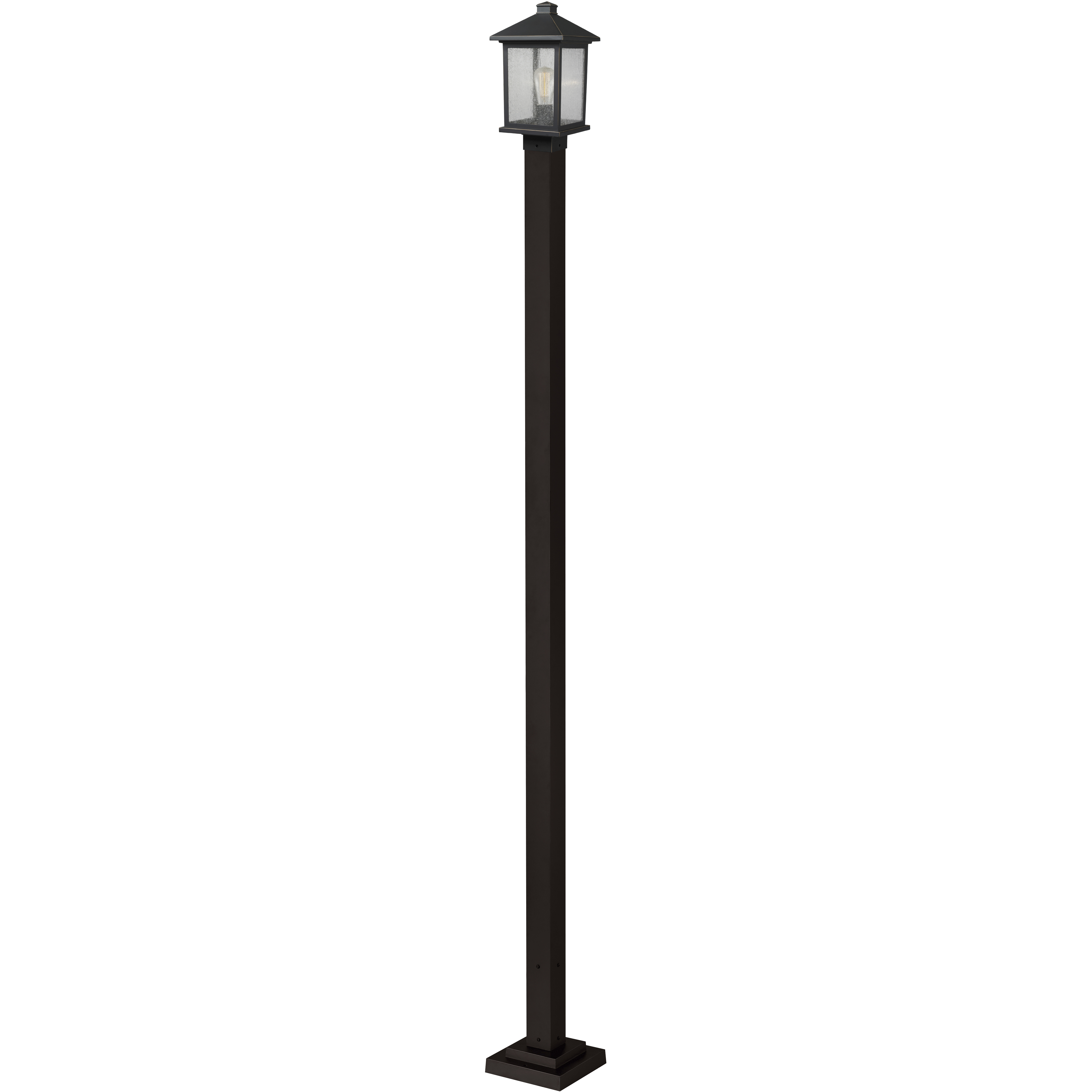 Portland 1 Light 109.38 inch Oil Rubbed Bronze Outdoor Post Mounted Fixture in Clear Seedy Glass, 13.5