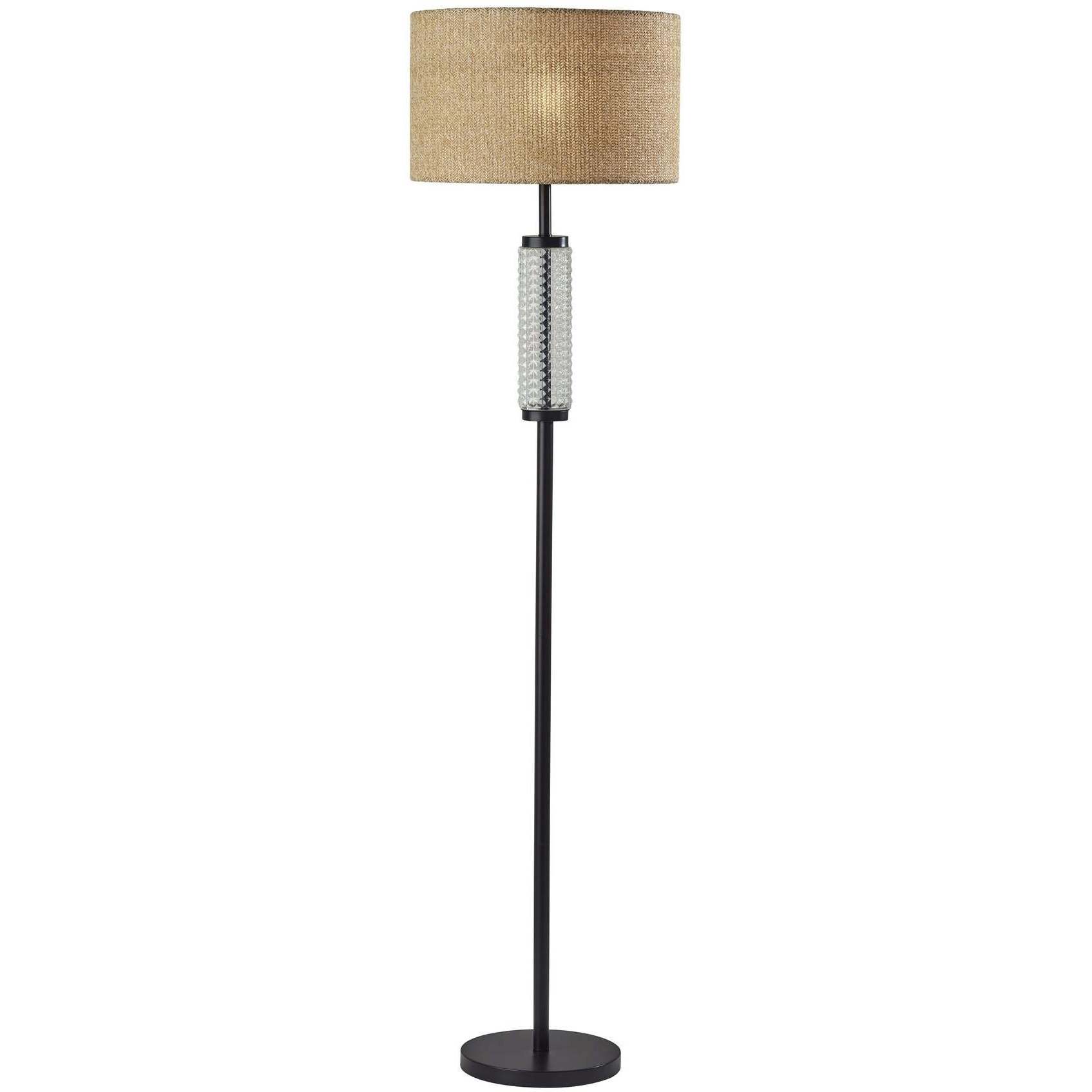 Adesso 3751 01 Delilah 64.5 inch 150.00 watt Black and Clear Textured Glass Floor Lamp Portable Light