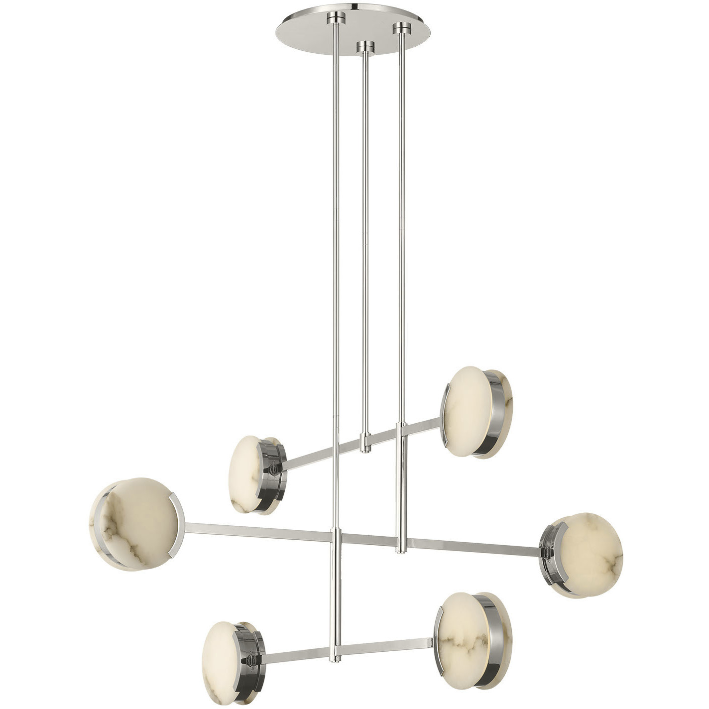 Kelly Wearstler Melange LED 54 inch Polished Nickel Multi-Positional Chandelier Ceiling Light