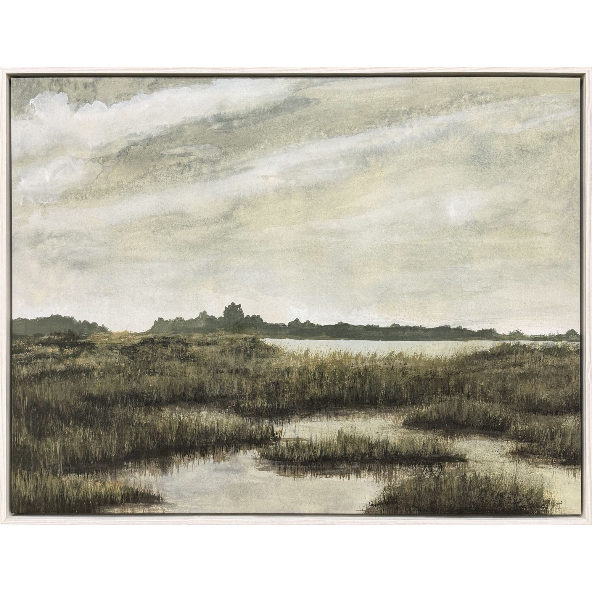 Overcast Inlet Green and Beige and Brown and Neutral Canvas