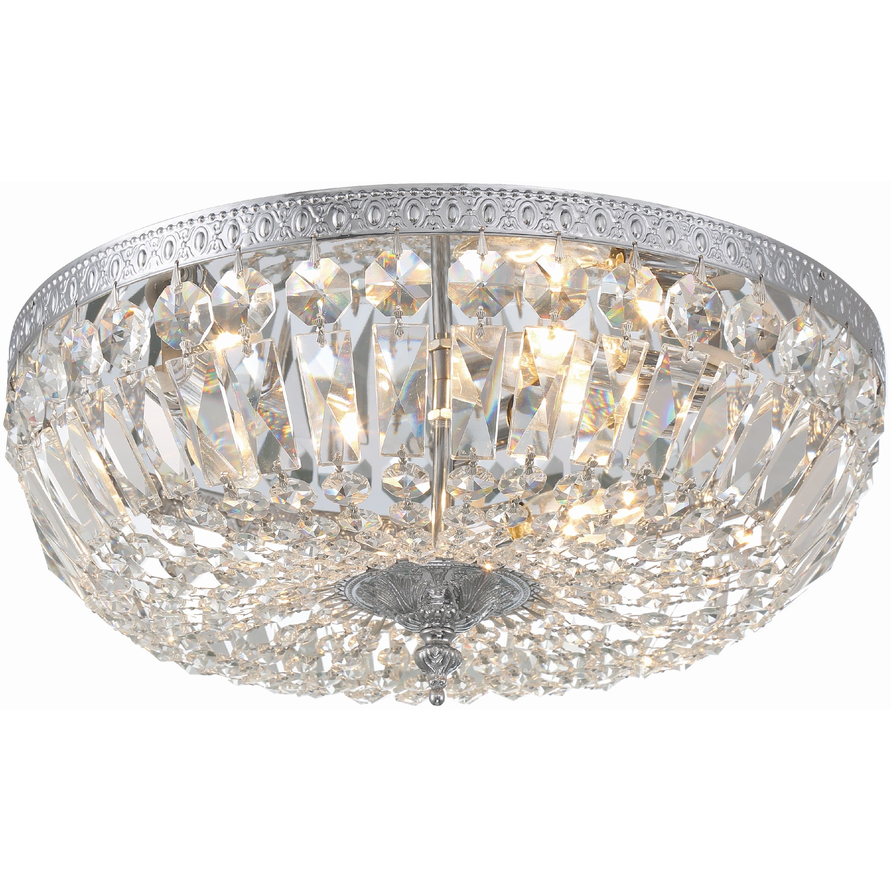 Waltham 3 Light 16 inch Polished Chrome Flush Ceiling Light in Clear Spectra