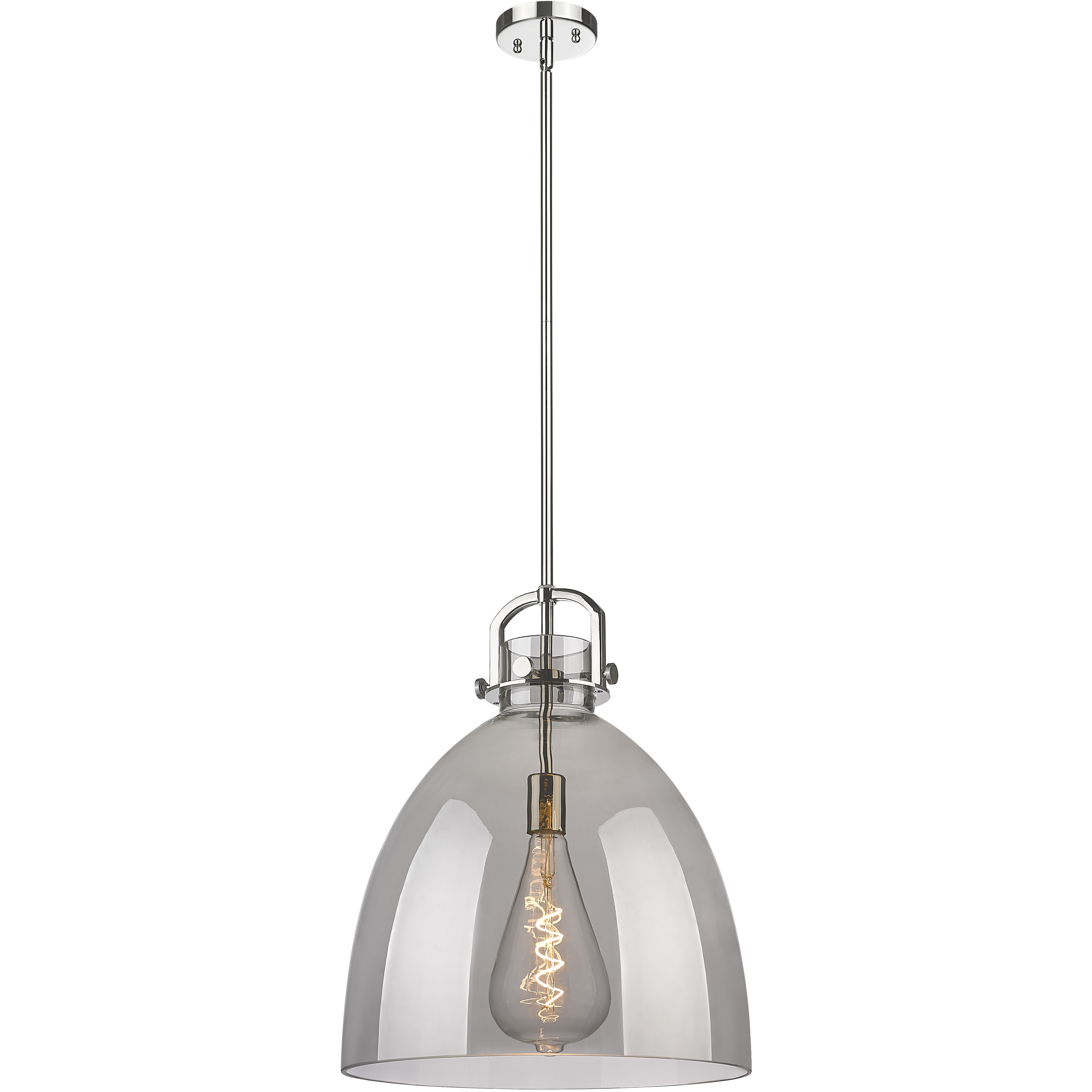 Newton Bell 1 Light 16 inch Polished Nickel Pendant Ceiling Light in Light Smoke Glass