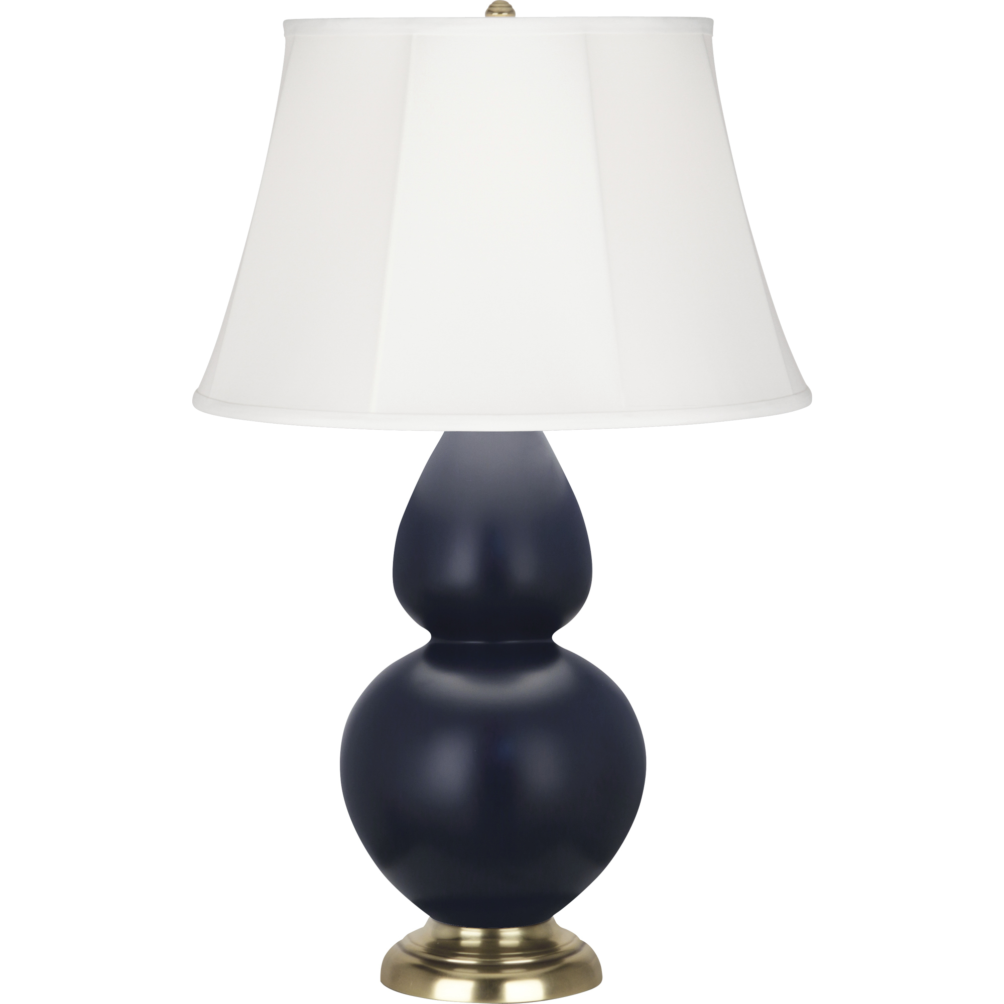 Robert Abbey MMB54 One Light Table Lamp Double Gourd Matte Midnight Blue Glazed Ceramic w Antique Brass