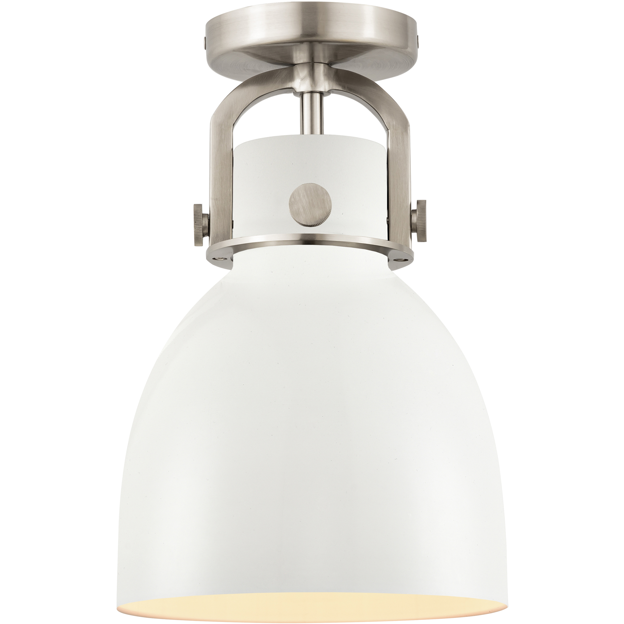 Newton Bell 1 Light 8 inch Satin Nickel Flush Mount Ceiling Light