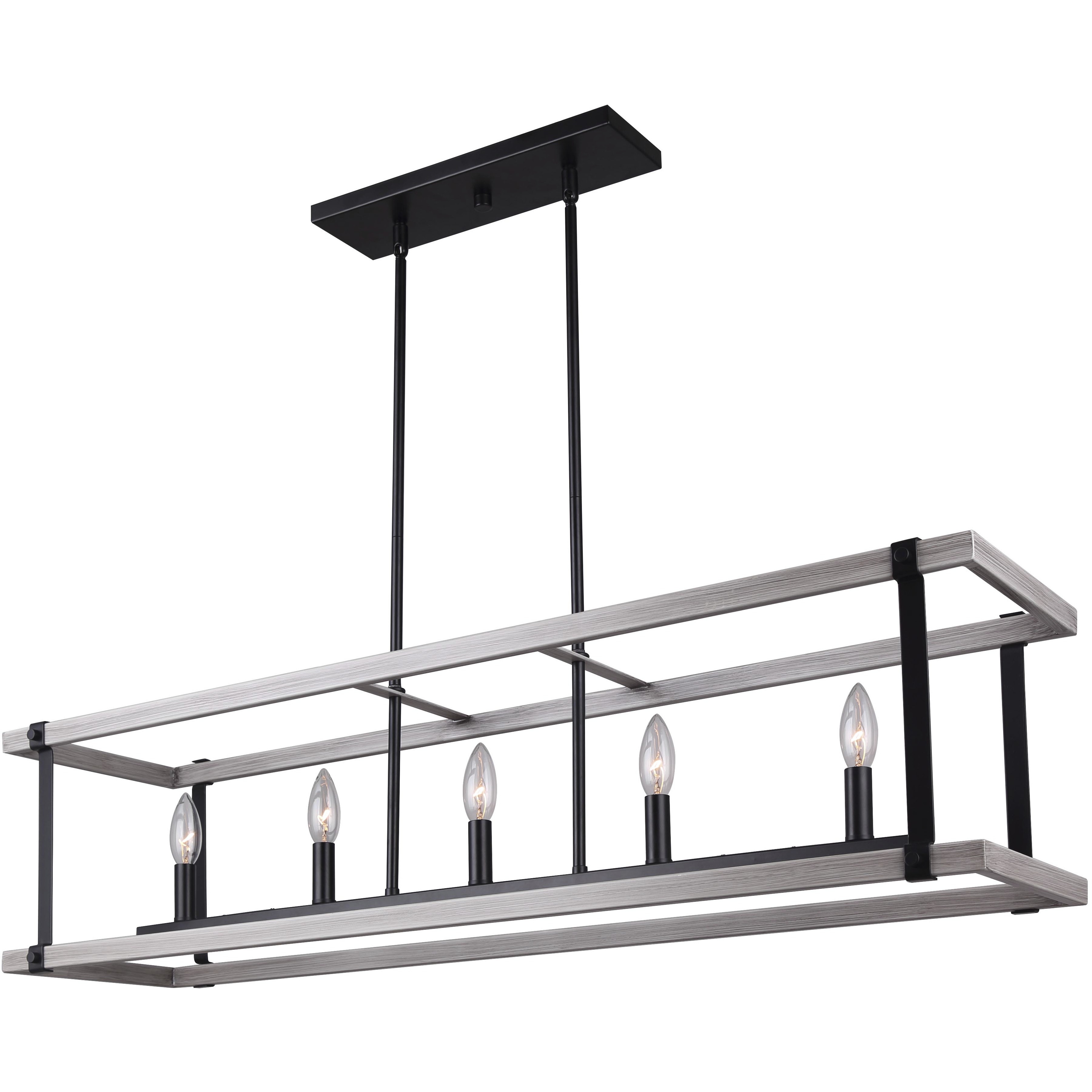 Joelle 5 Light 40 inch Matte Black/Brushed Grey Chandelier Ceiling Light