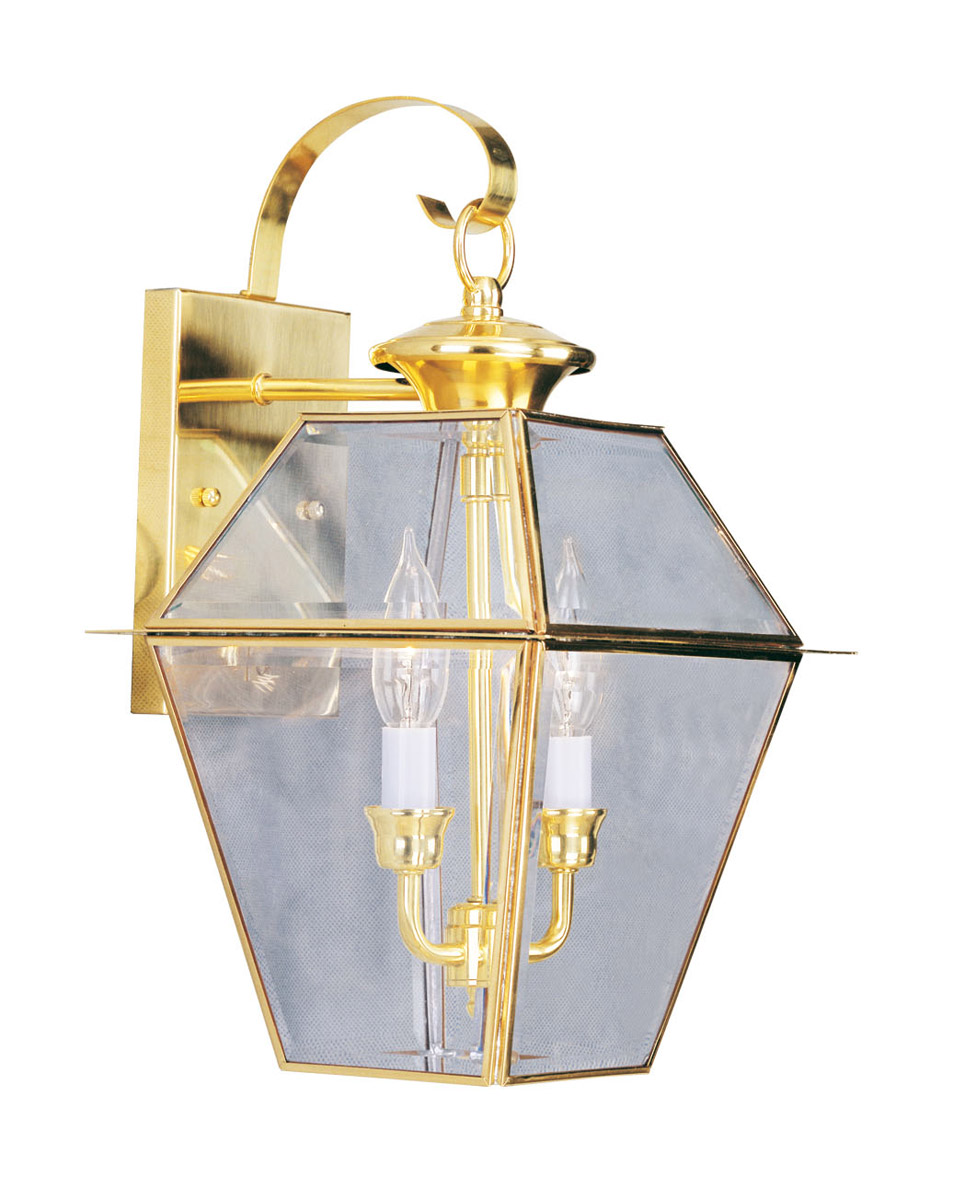 Westover 2 Light 16.5 inch Polished Brass Outdoor Wall Lantern