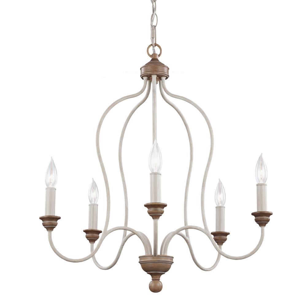 Hartsville 5 Light 23.5 inch Chalk Washed / Beachwood Chandelier Ceiling Light
